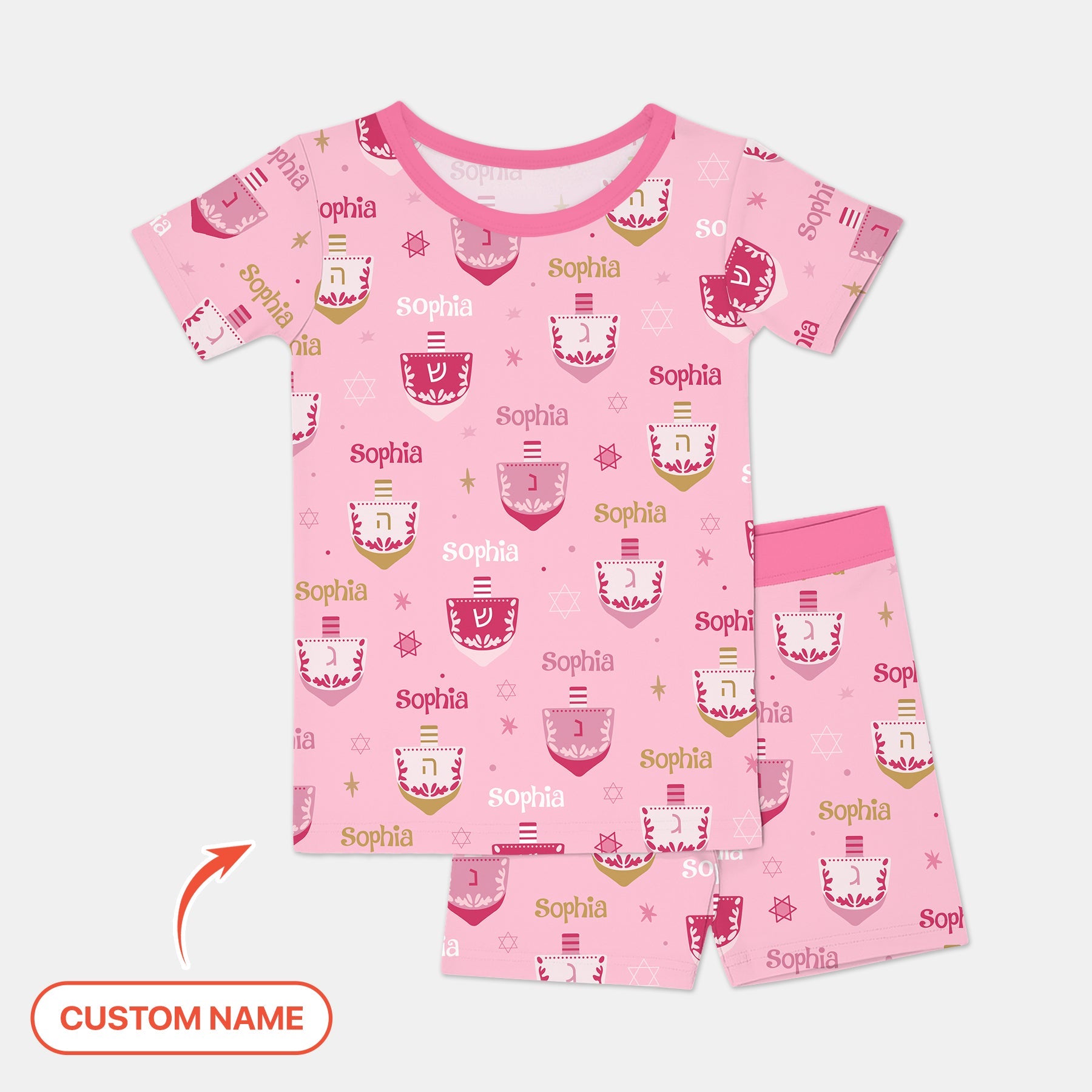 Hanukkah Dreidels Two Piece Short Sleeve & Shorts Pajama Set - StazzyBaby