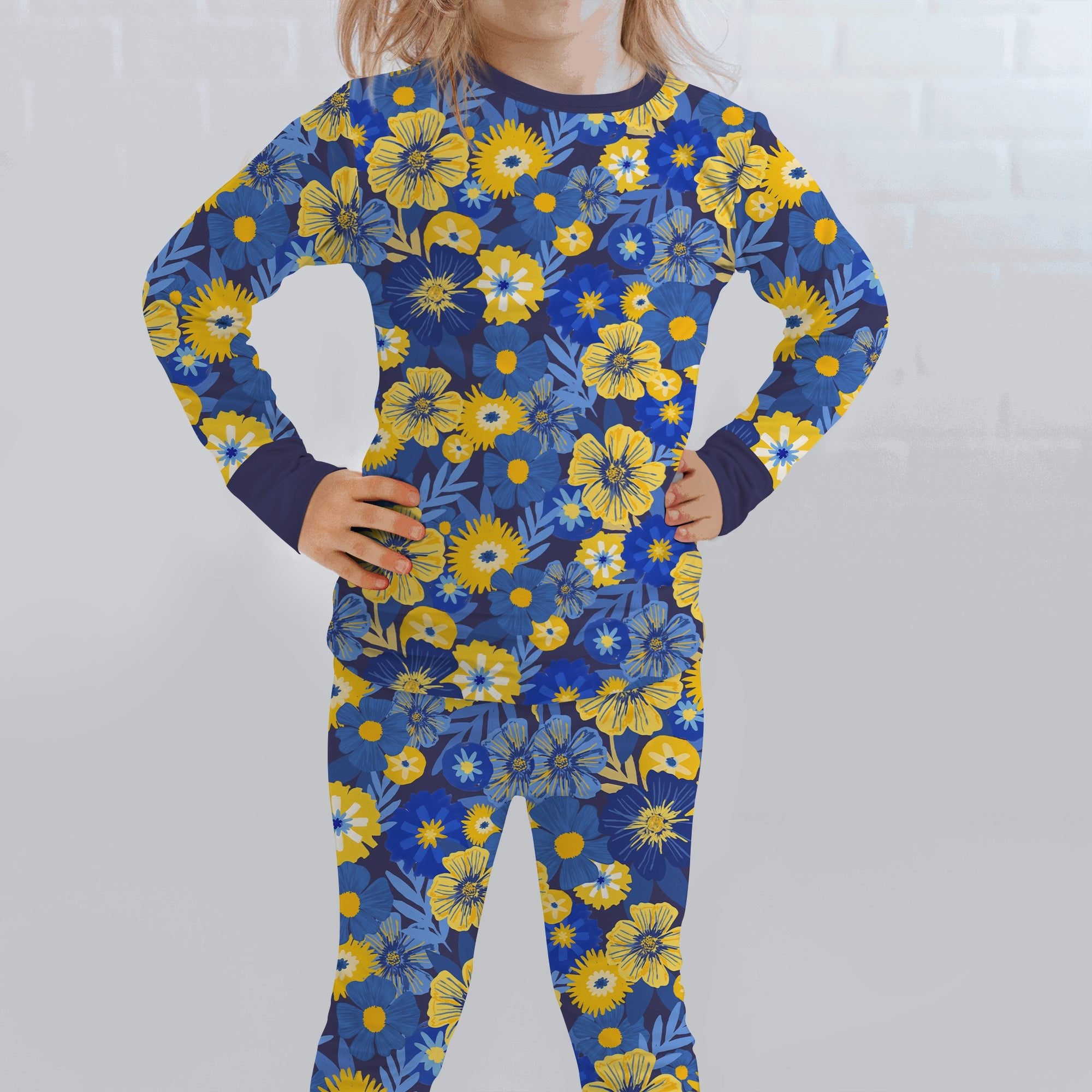 Hanukkah Little Flowers Girl Two - Piece Pajama Set - StazzyBaby