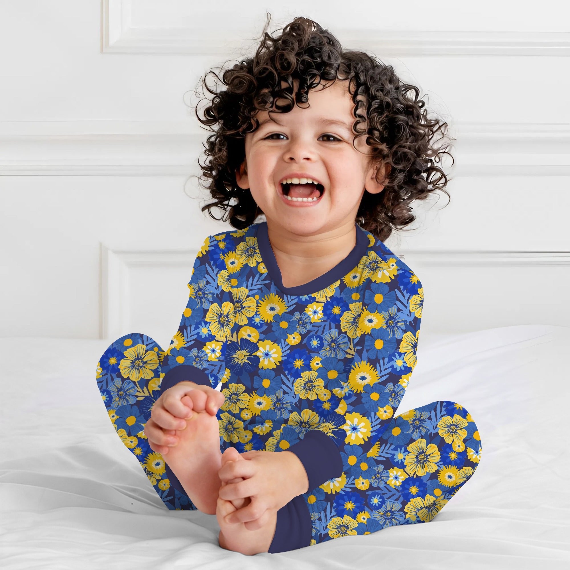 Hanukkah Little Flowers Girl Two - Piece Pajama Set - StazzyBaby