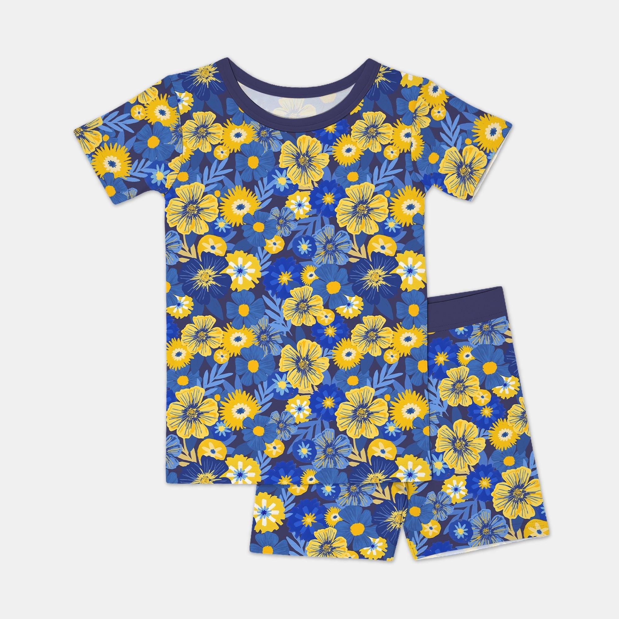 Hanukkah Little Flowers Girl Two Piece Short Sleeve & Shorts Pajama Set - StazzyBaby