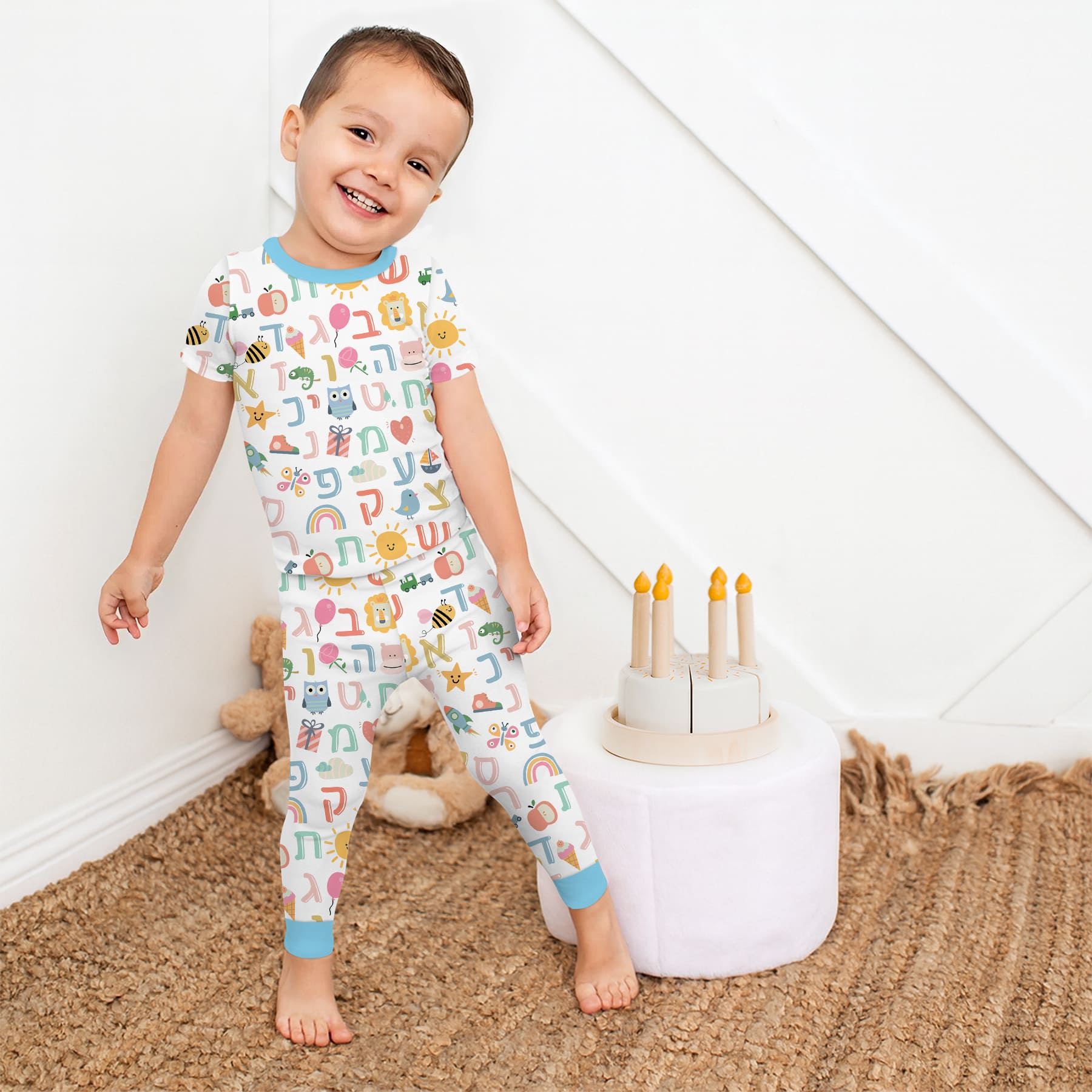 Hebrew Alphabet Short Sleeve & Pants Pajama Set - StazzyBaby