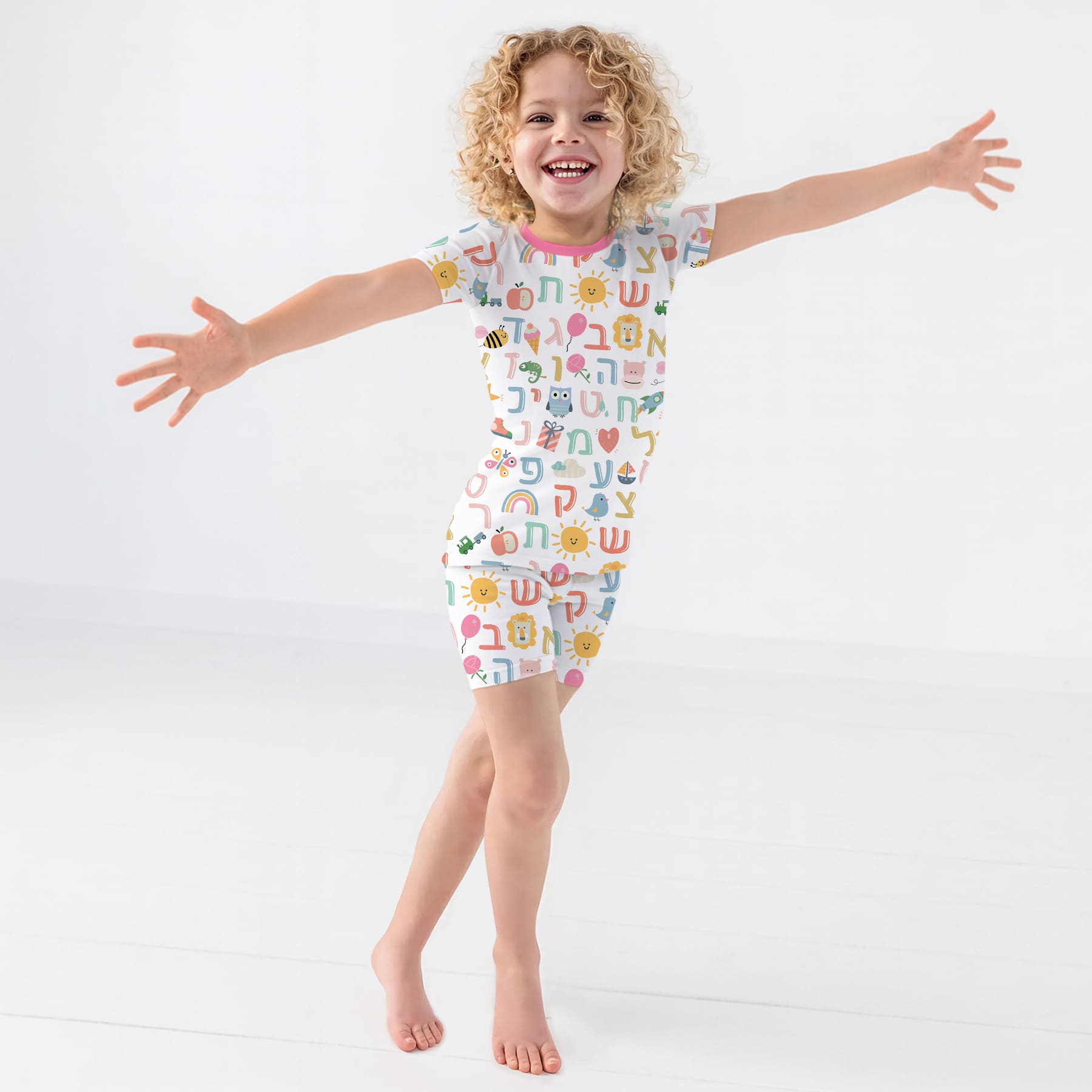 Hebrew Alphabet Two Piece Short Sleeve & Shorts Pajama Set - StazzyBaby