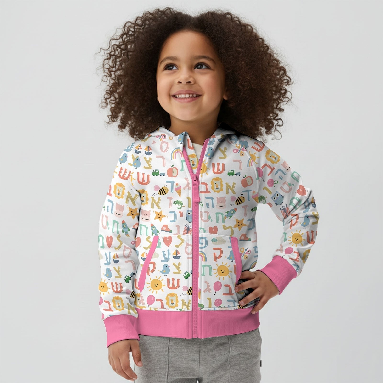 Hebrew Alphabet Zip Hoodie - StazzyBaby