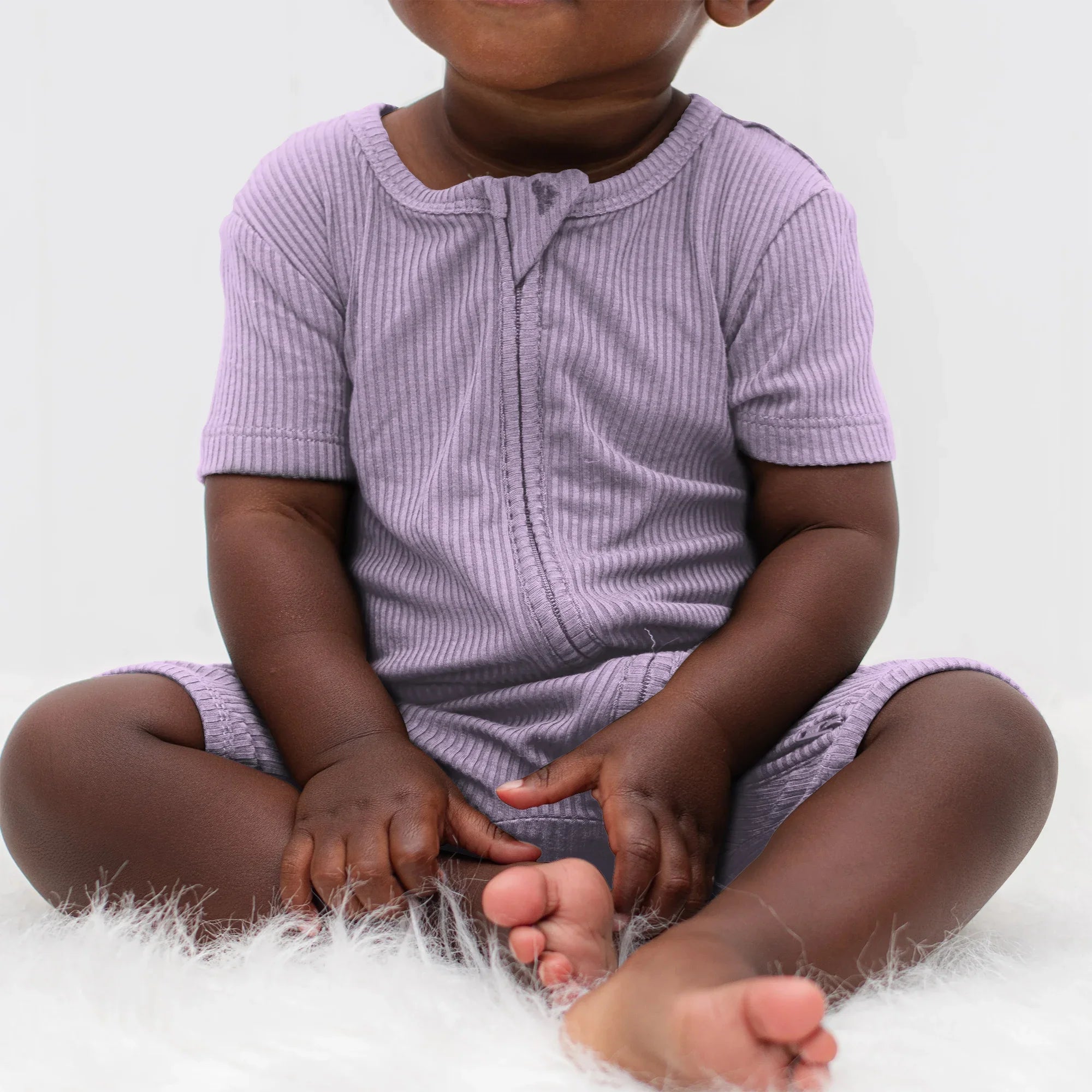 Lavender Ribbed Shorty Zippy - StazzyBaby