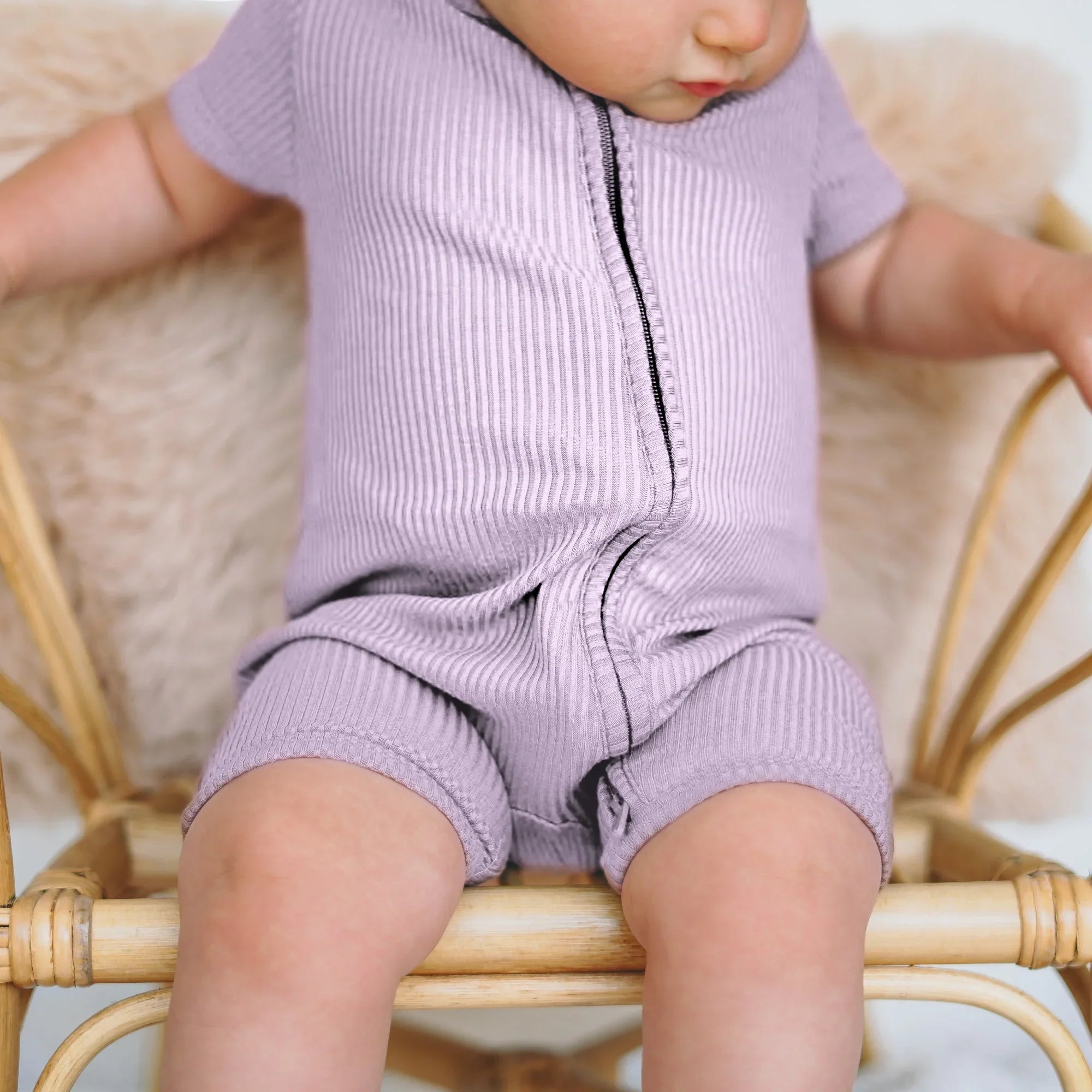 Lavender Ribbed Shorty Zippy - StazzyBaby