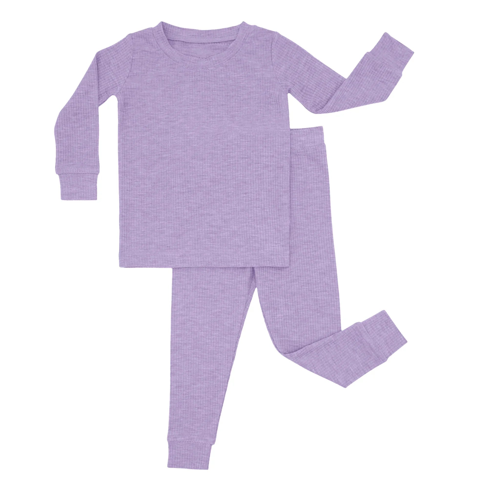 Lavender Ribbed Two Piece Long Sleeve Pajama Set - StazzyBaby