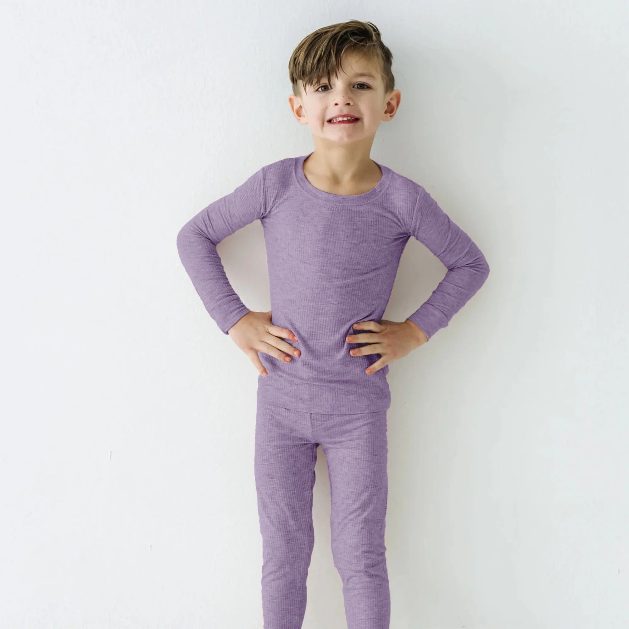 Lavender Ribbed Two Piece Long Sleeve Pajama Set - StazzyBaby