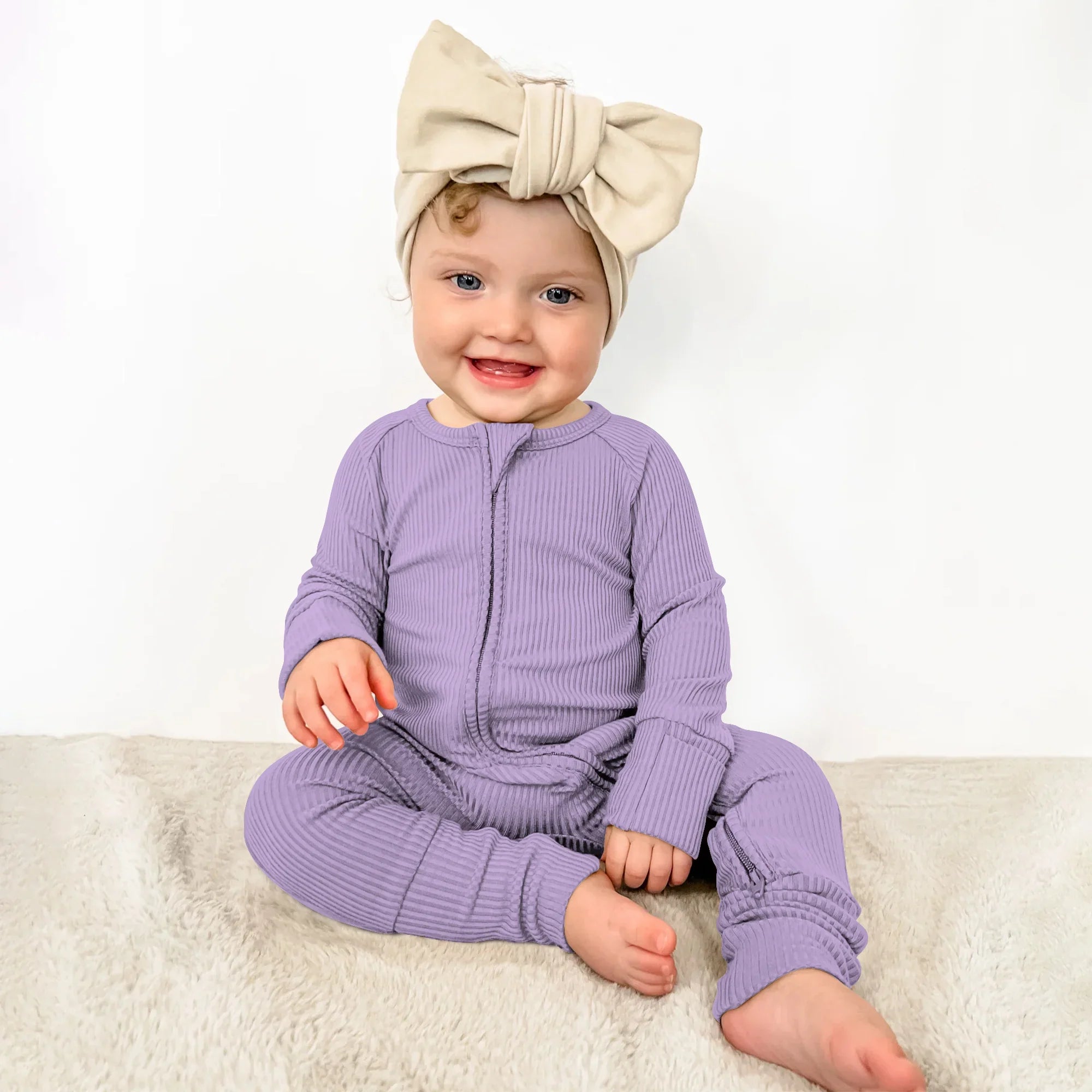 Lavender Ribbed Zippy - StazzyBaby