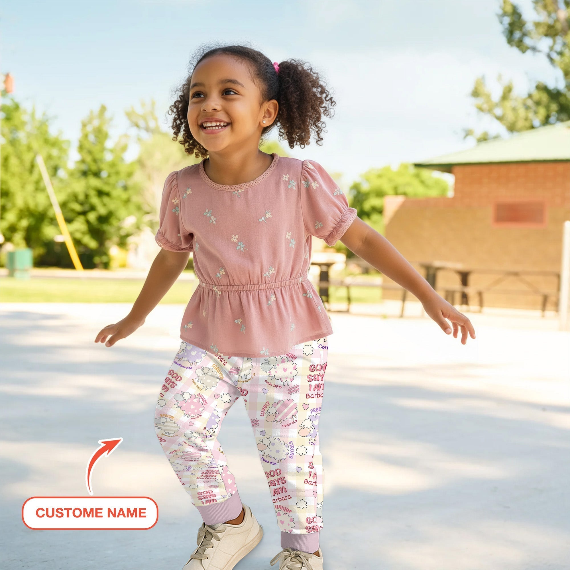 Little Lamb God Says I Am Custom Name Jogger - StazzyBaby