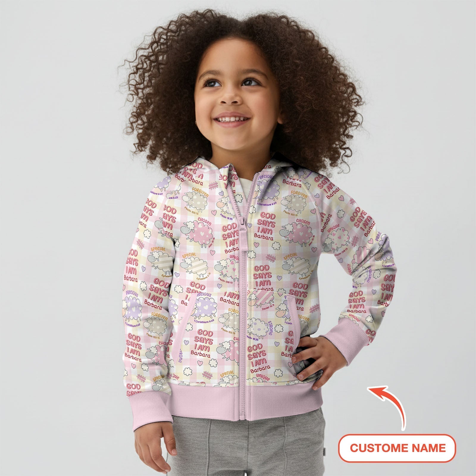 Little Lamb God Says I Am Custom Name Zip Hoodie - StazzyBaby