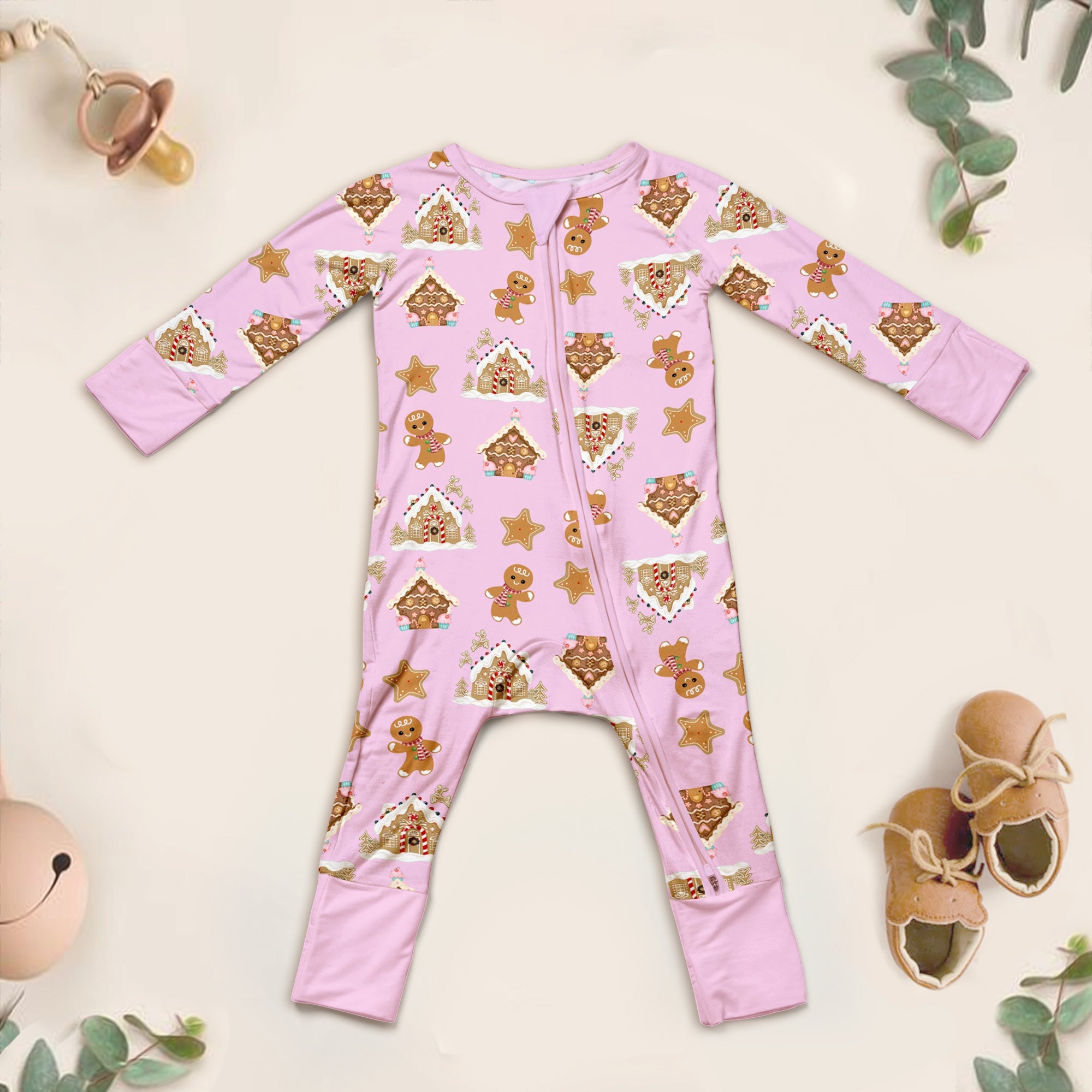 Gingerbread Bamboo Convertible Zippered Romper