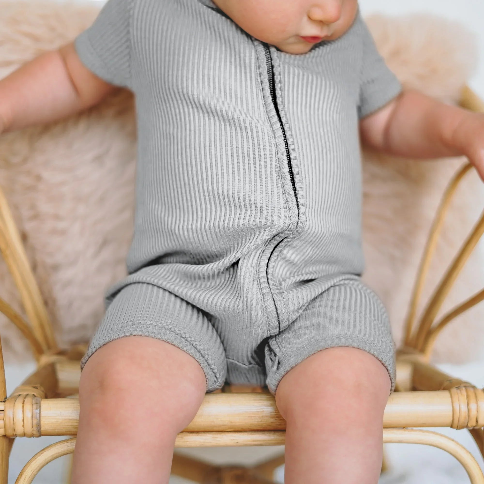 Moon Grey Ribbed Shorty Zippy - StazzyBaby