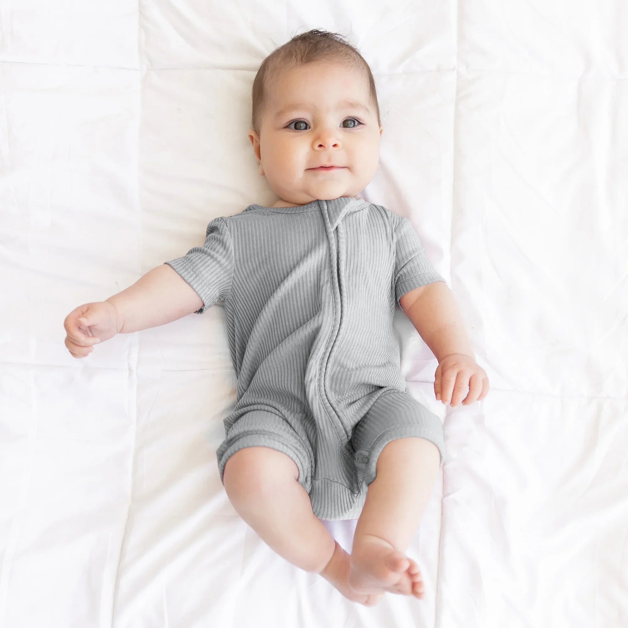 Moon Grey Ribbed Shorty Zippy - StazzyBaby