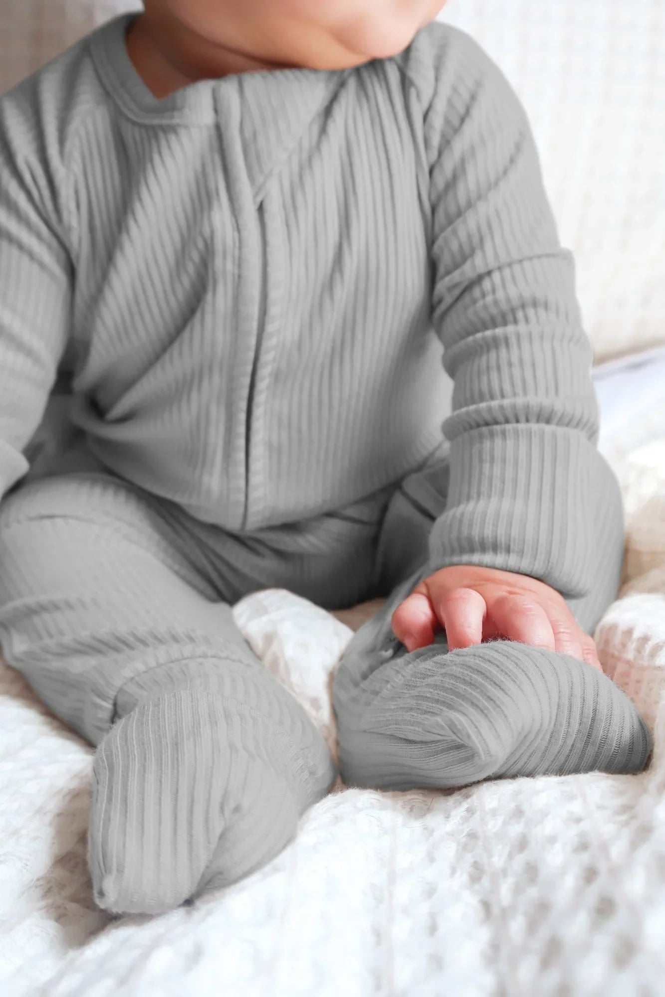 Moon Grey Ribbed Zippy - StazzyBaby