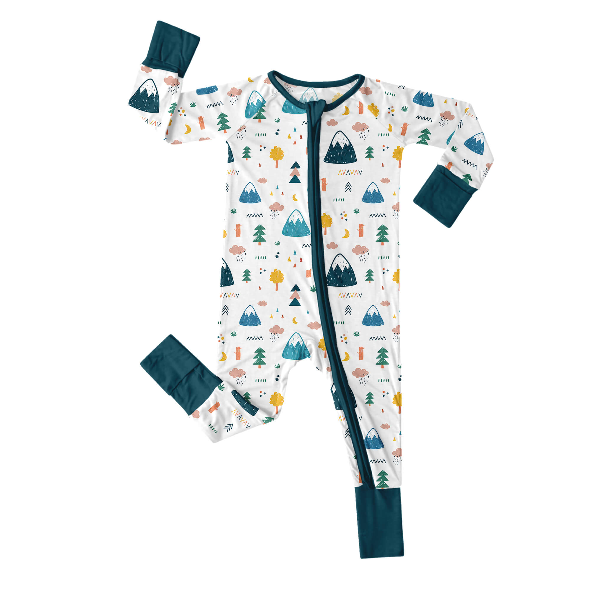 Mountains Trees Clouds Convertible Zippered Romper - StazzyBaby