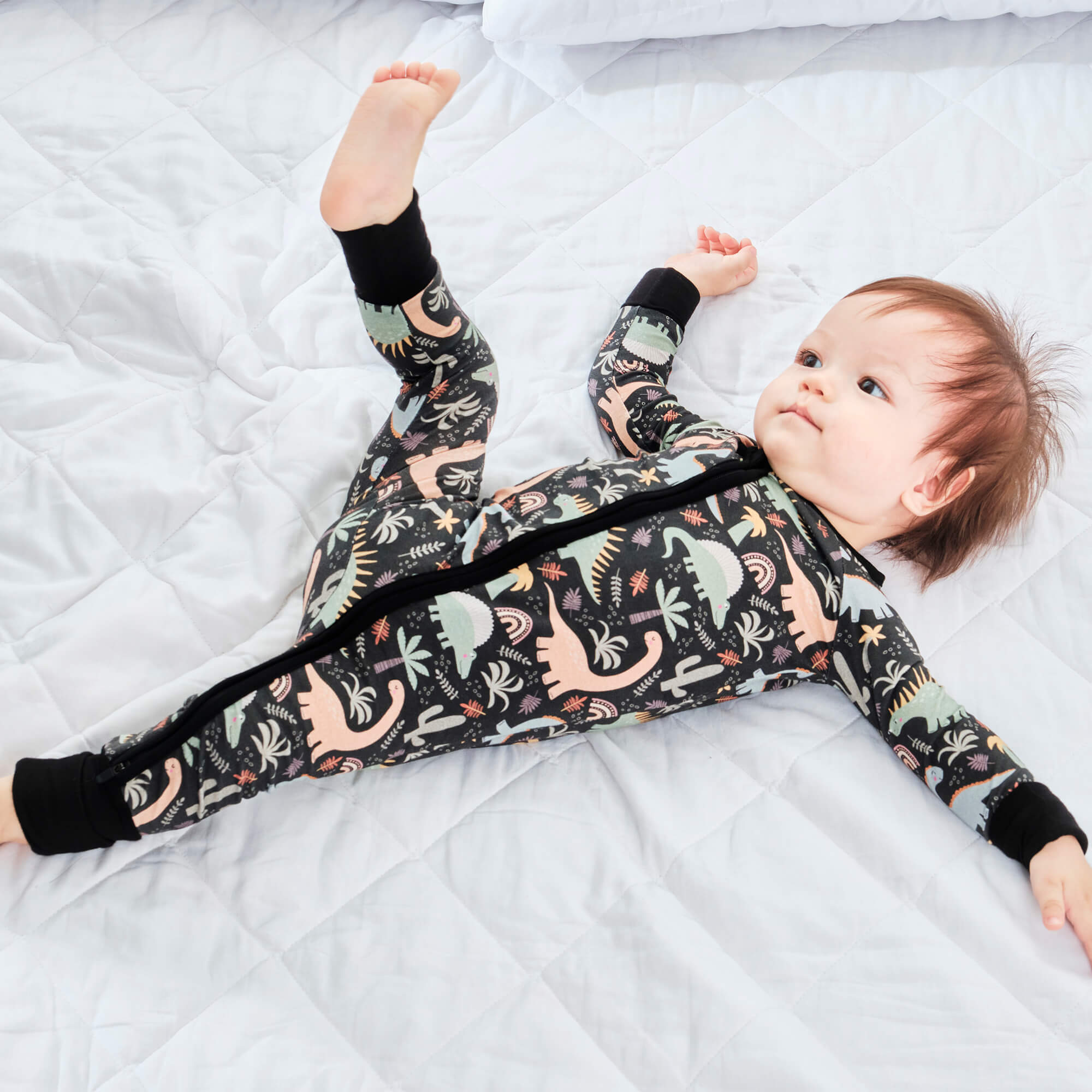 Navy Jurassic Jungle Convertible Zippered Romper - StazzyBaby