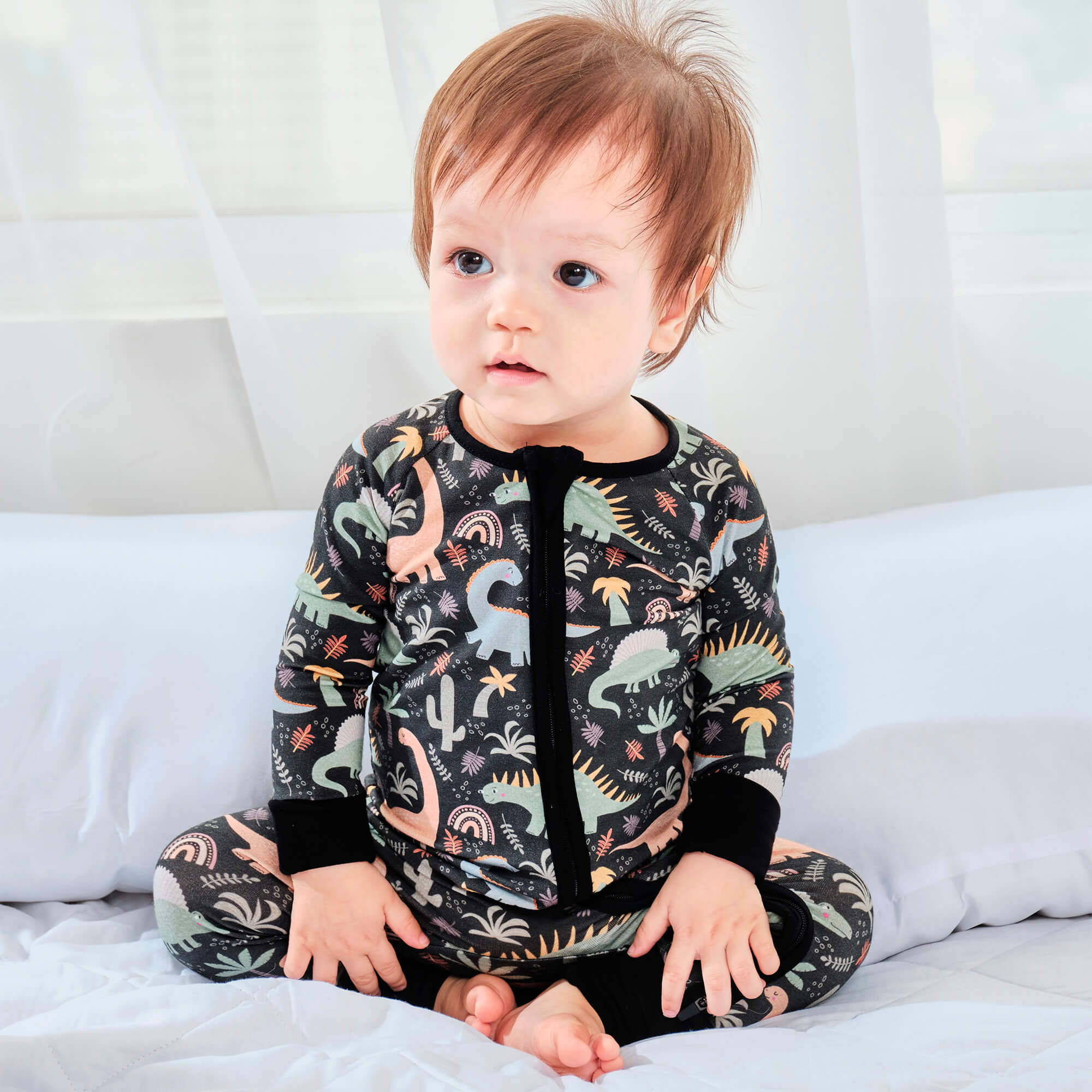 Navy Jurassic Jungle Convertible Zippered Romper - StazzyBaby