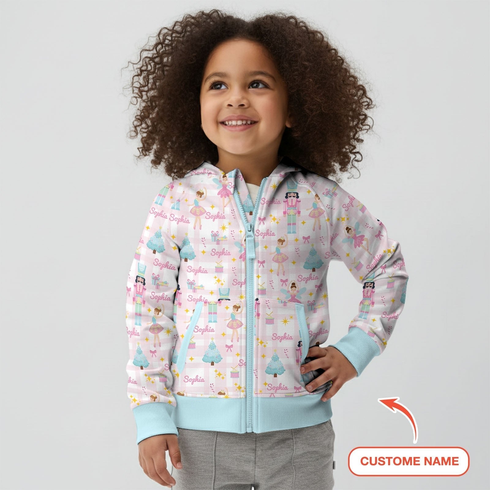 Nutcracker And Ballerinas Custom Name Zip Hoodie - StazzyBaby