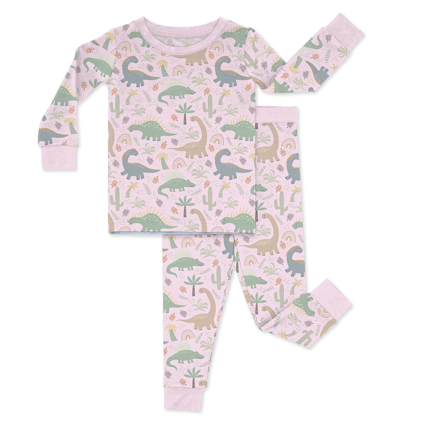 Pink Jurassic Jungle Two Piece Pajama Set - StazzyBaby