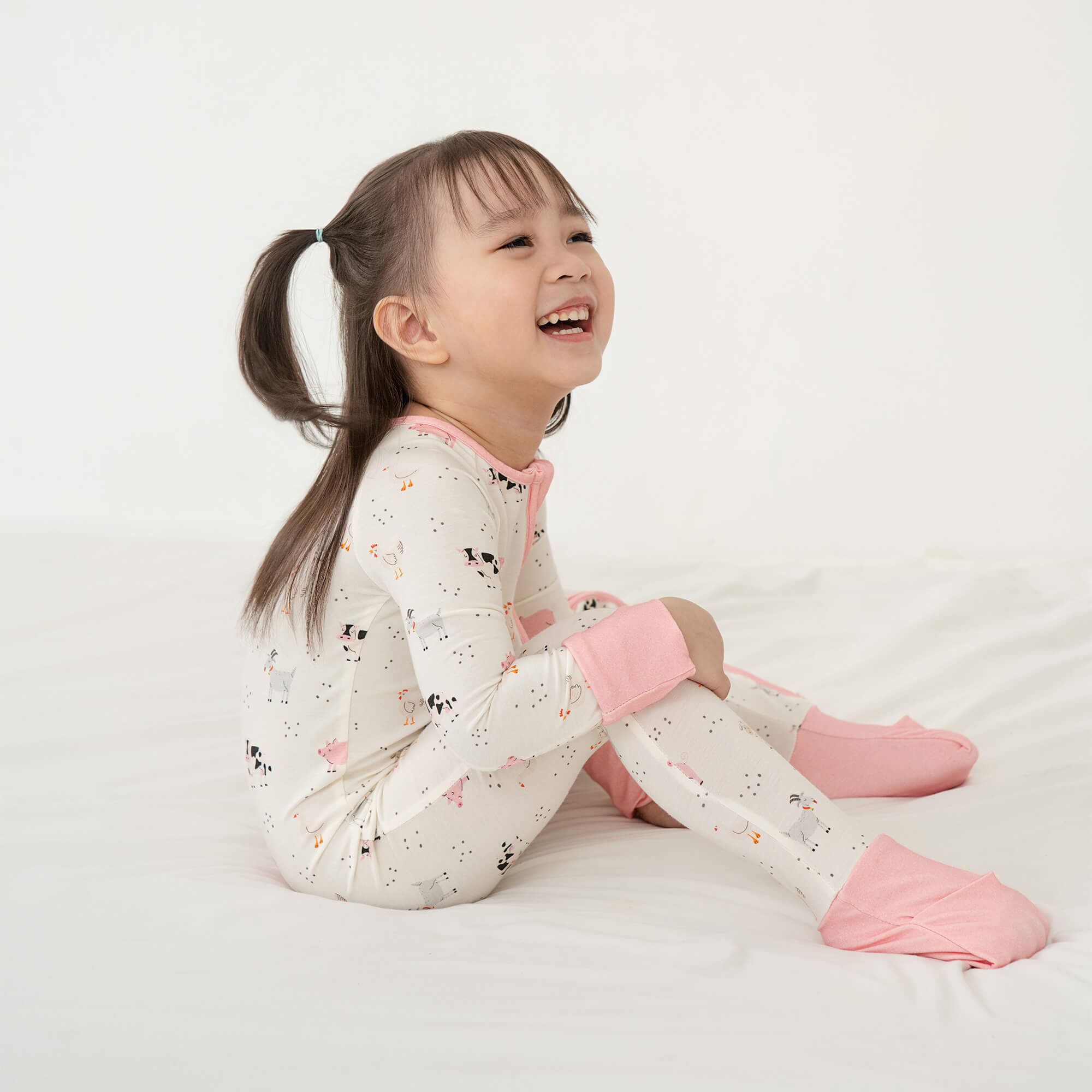 Pink Sleepy Farm Animals Convertible Zippered Romper - StazzyBaby