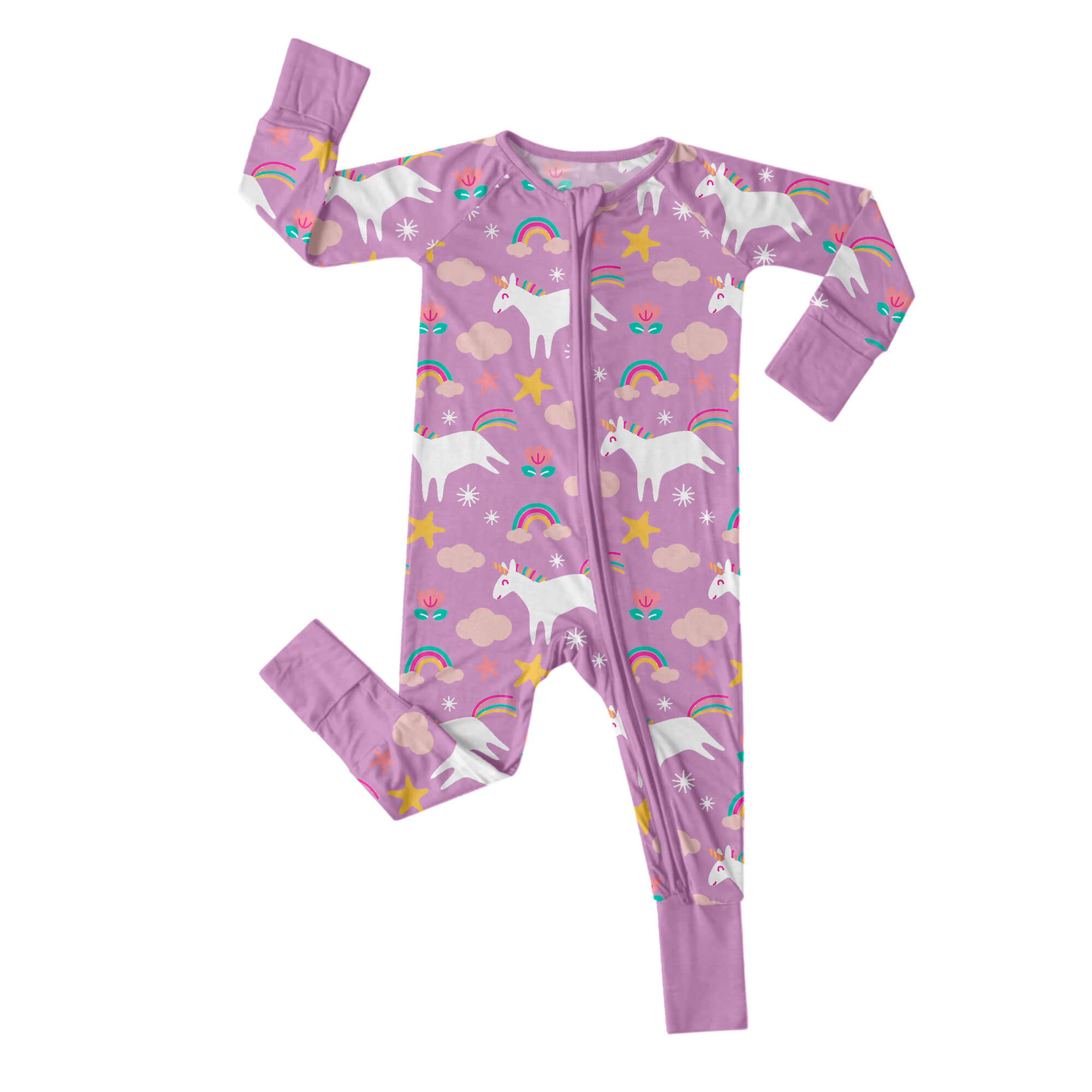 Purple Unicorns Convertible Zippered Romper - StazzyBaby