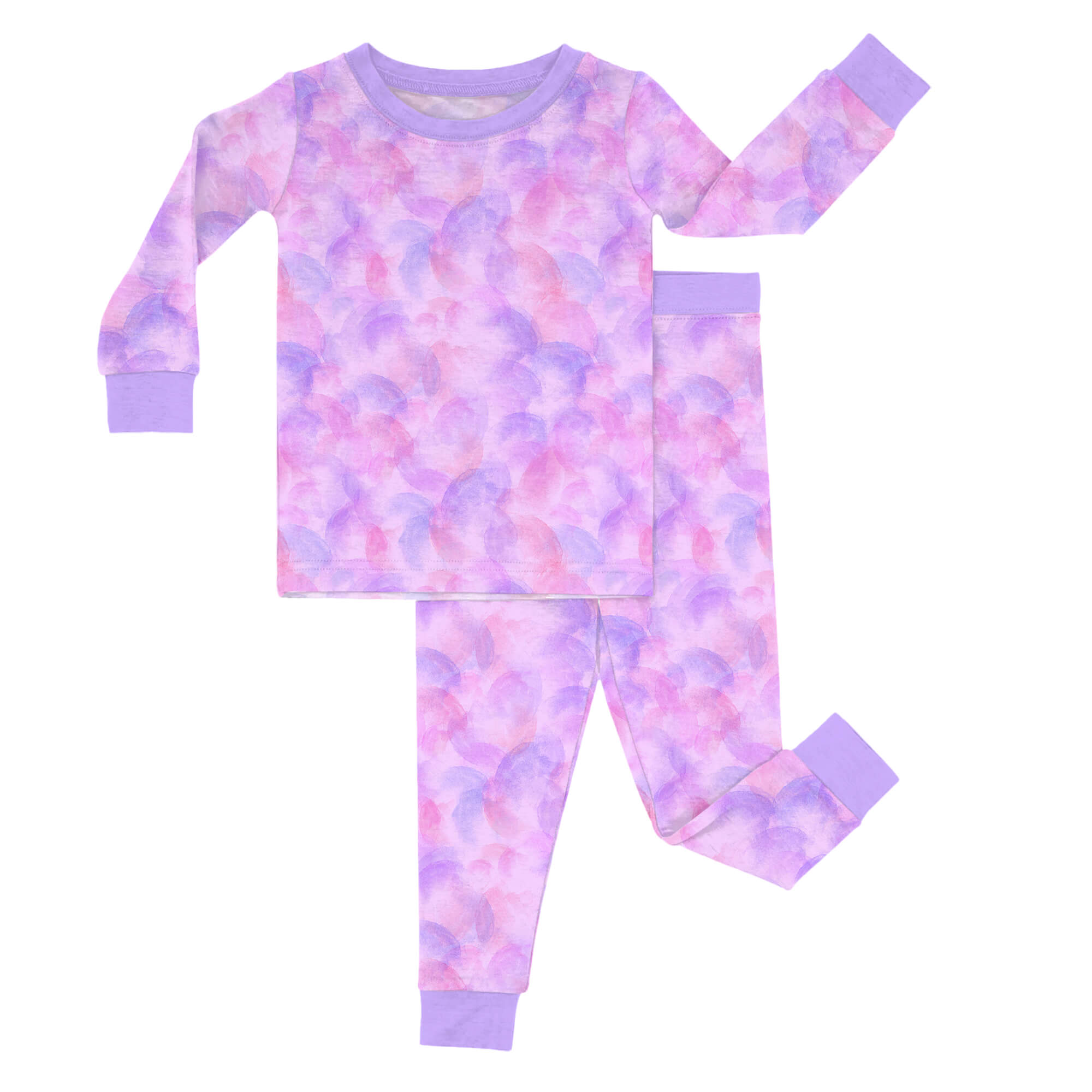 Purple Watercolor Two - Piece Long Sleeve Pajama Set - StazzyBaby