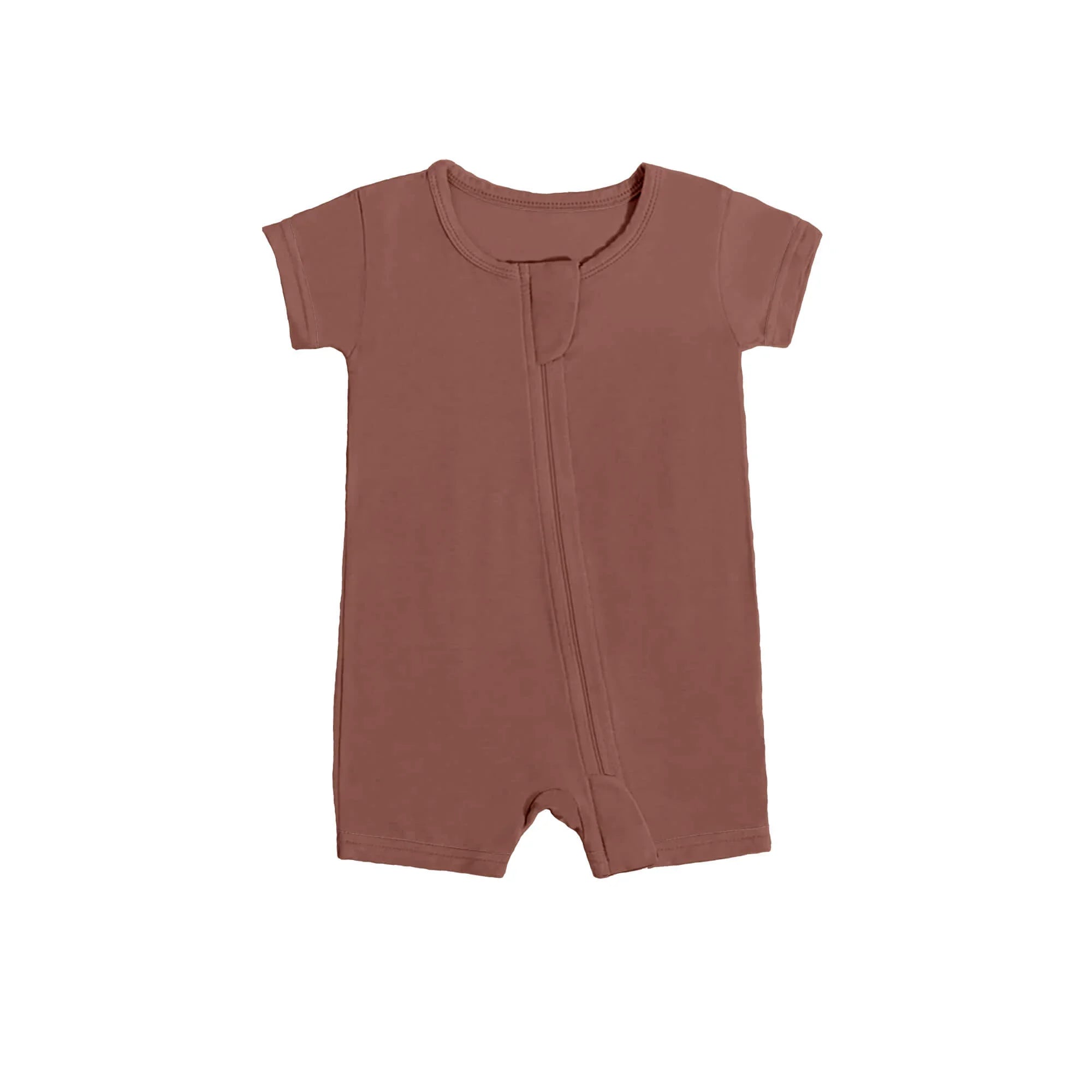 Shorty Zippered Romper in Dark Chestnut - StazzyBaby