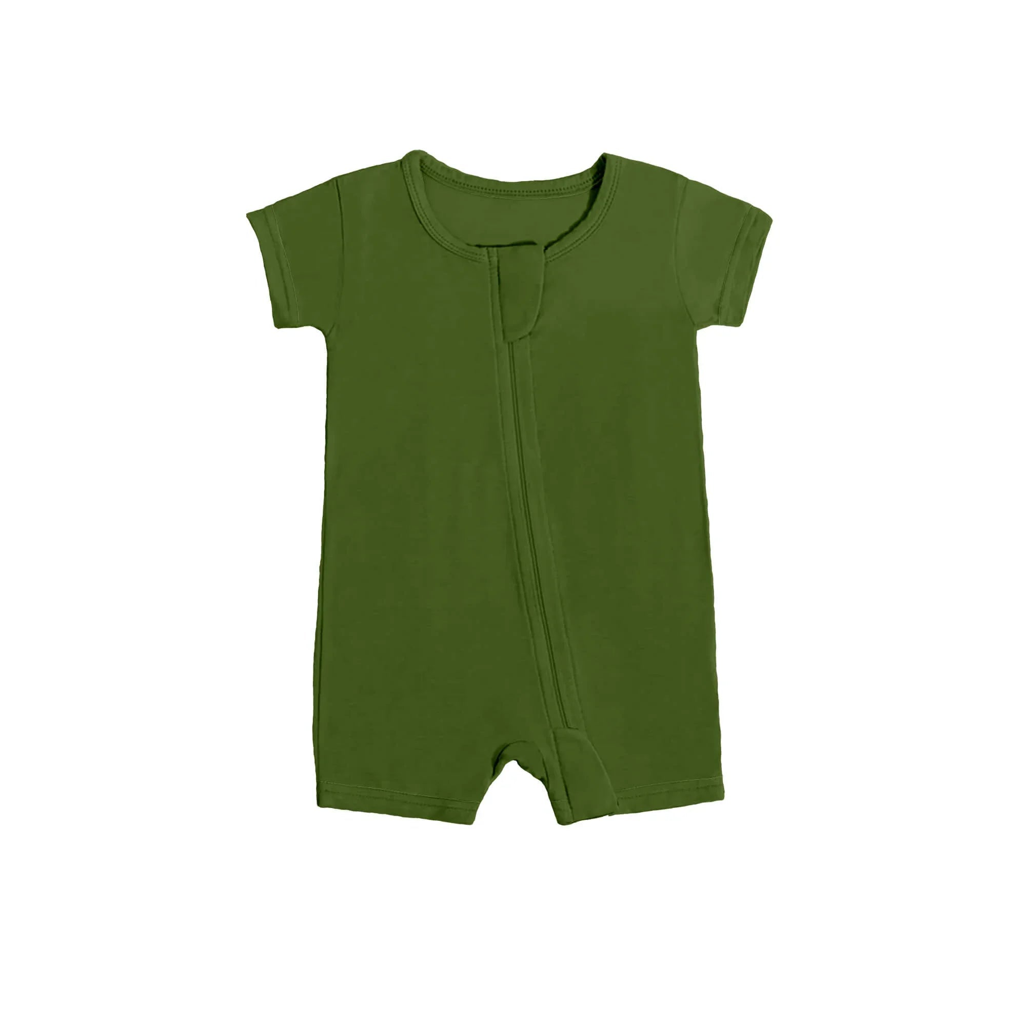 Shorty Zippered Romper in Dark Olive Green - StazzyBaby