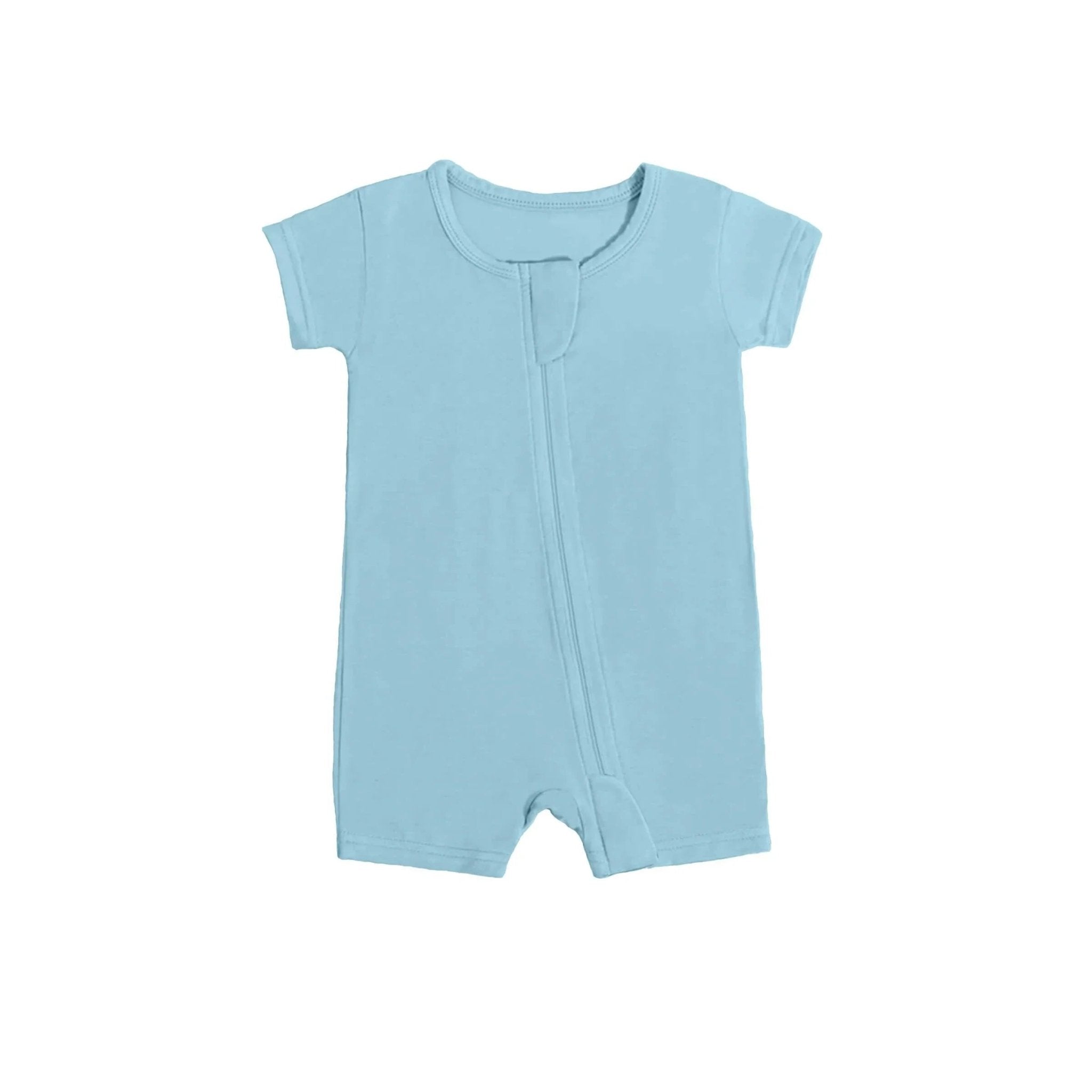 Shorty Zippered Romper in Light Blue - StazzyBaby