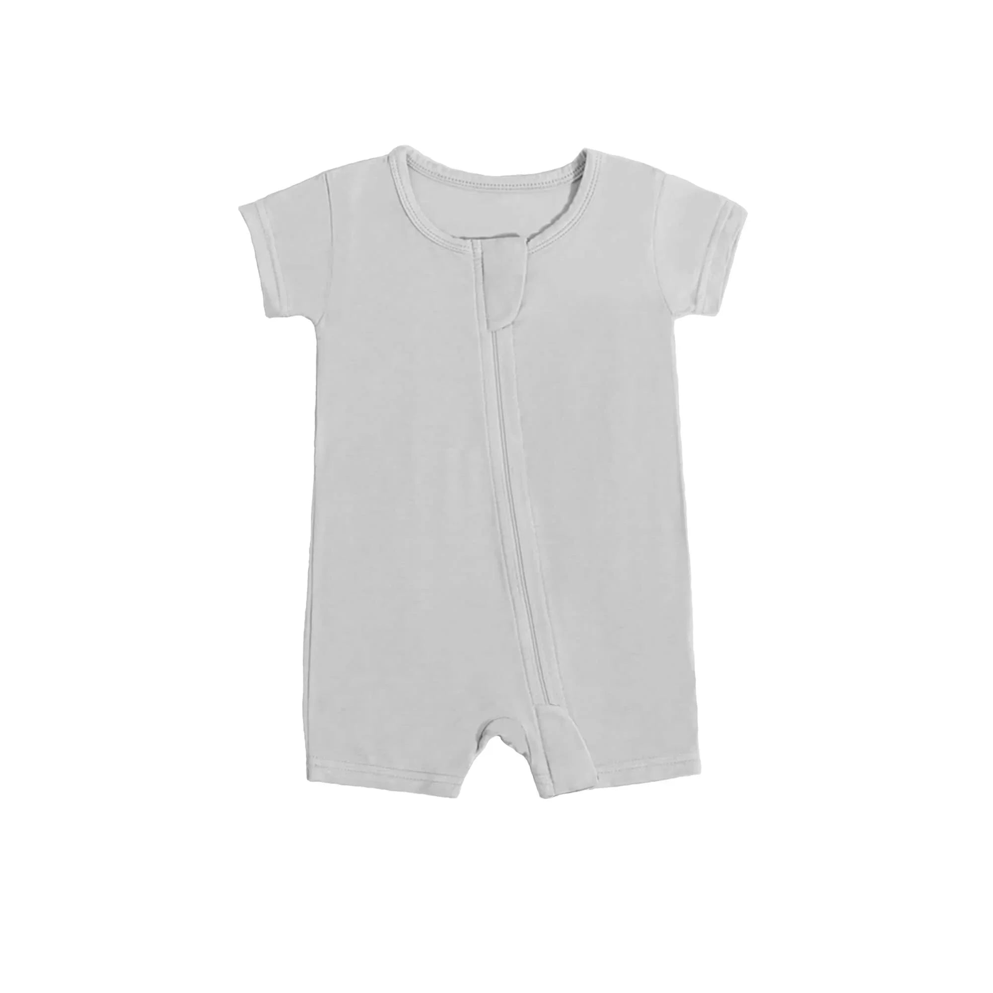Shorty Zippered Romper in Light Gray - StazzyBaby