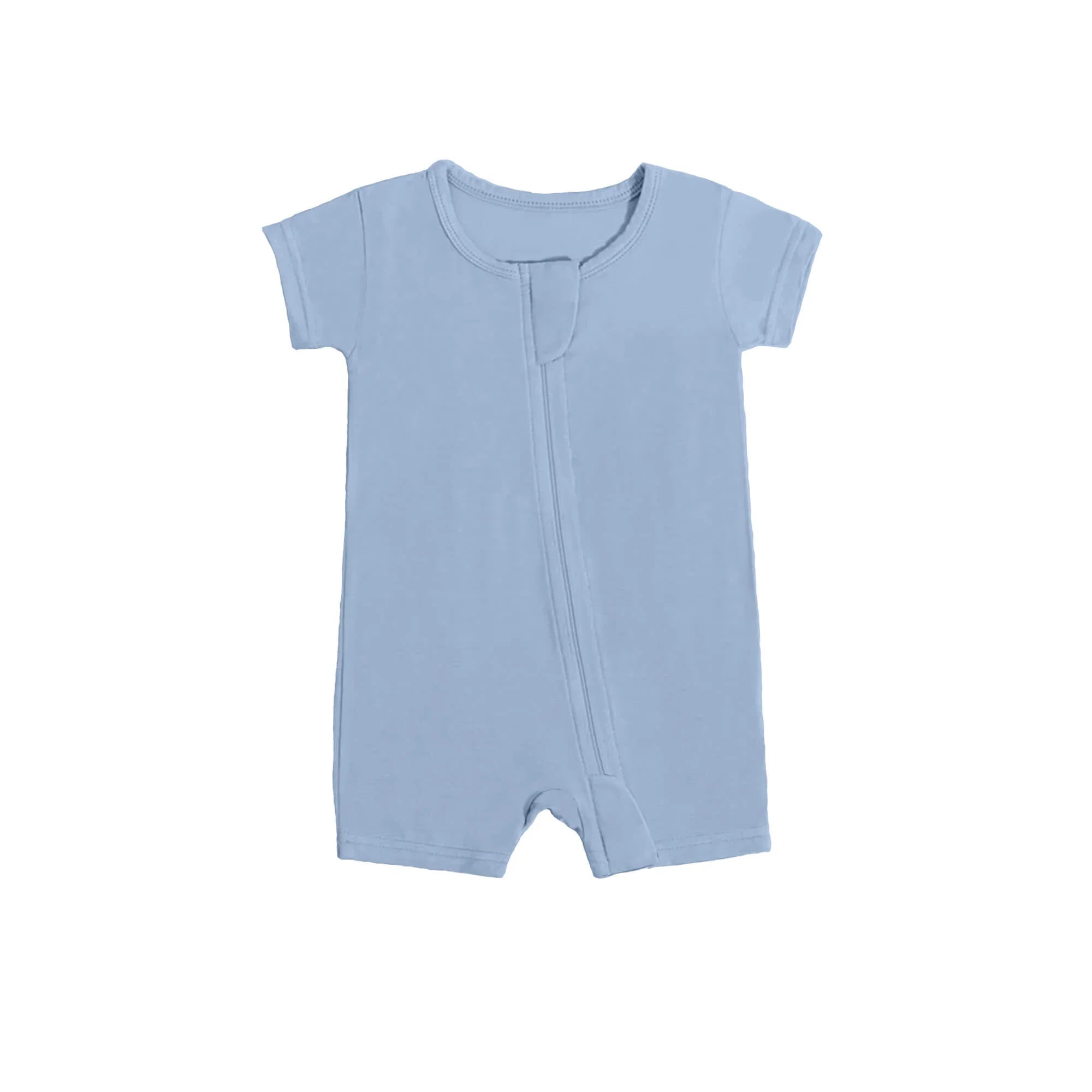 Shorty Zippered Romper in Light Steel Blue - StazzyBaby