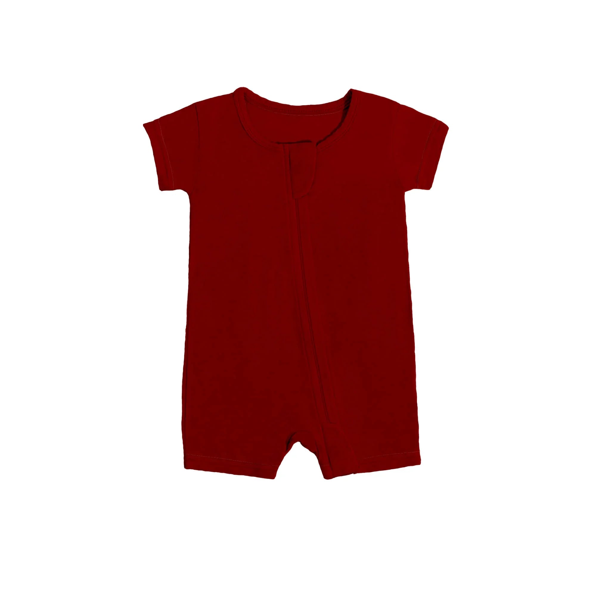 Shorty Zippered Romper in Maroon - StazzyBaby