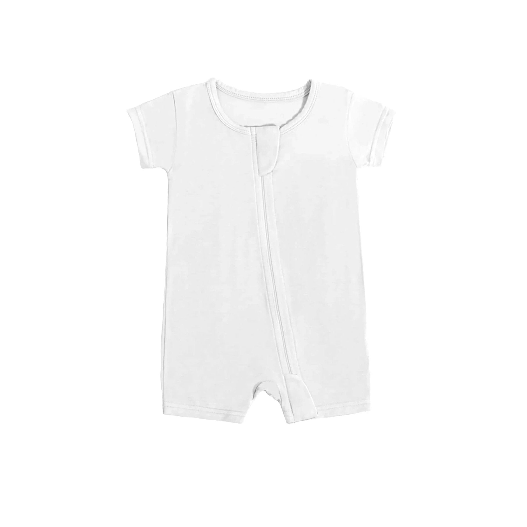 Shorty Zippered Romper in White - StazzyBaby