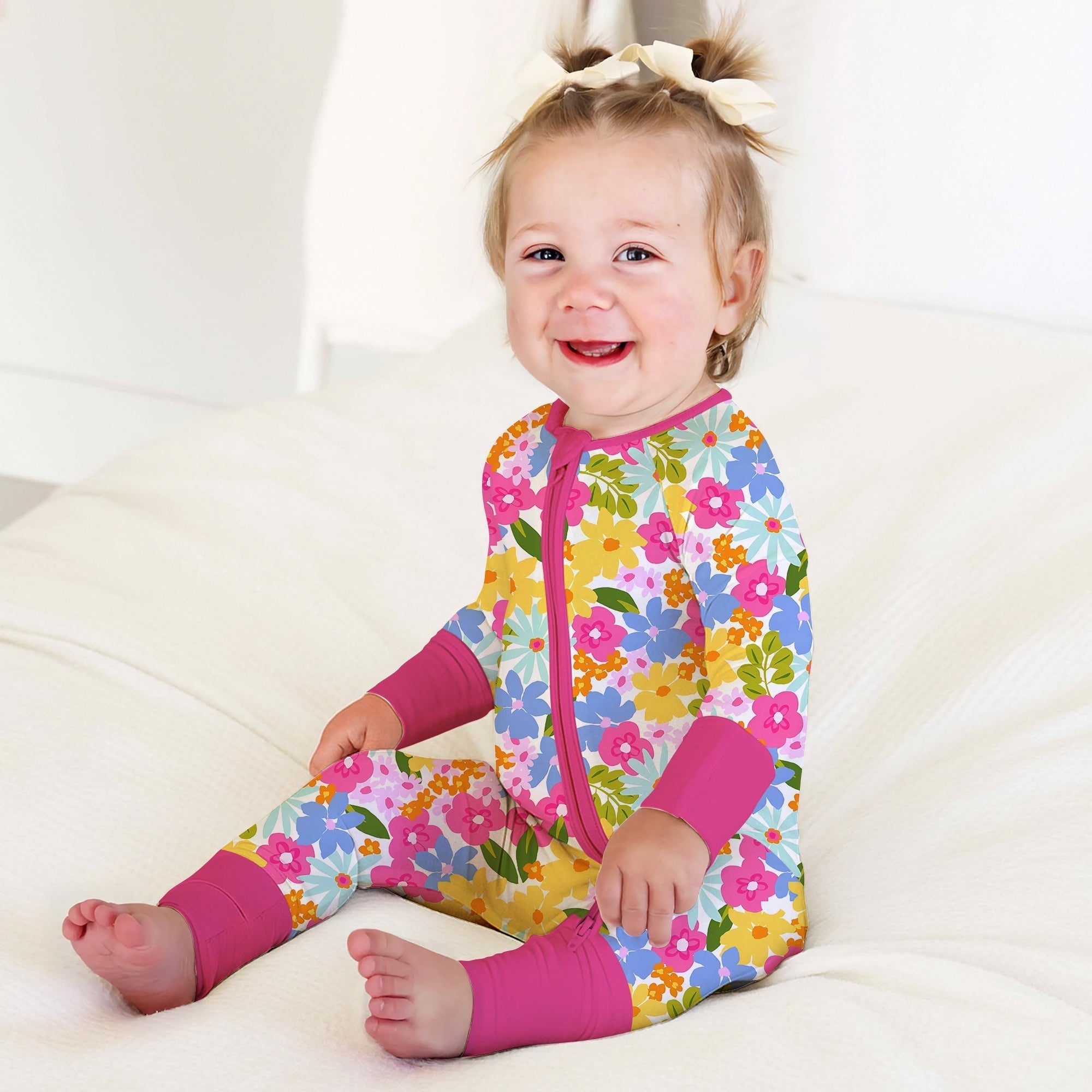 Summer Flowers Convertible Zippered Romper - StazzyBaby