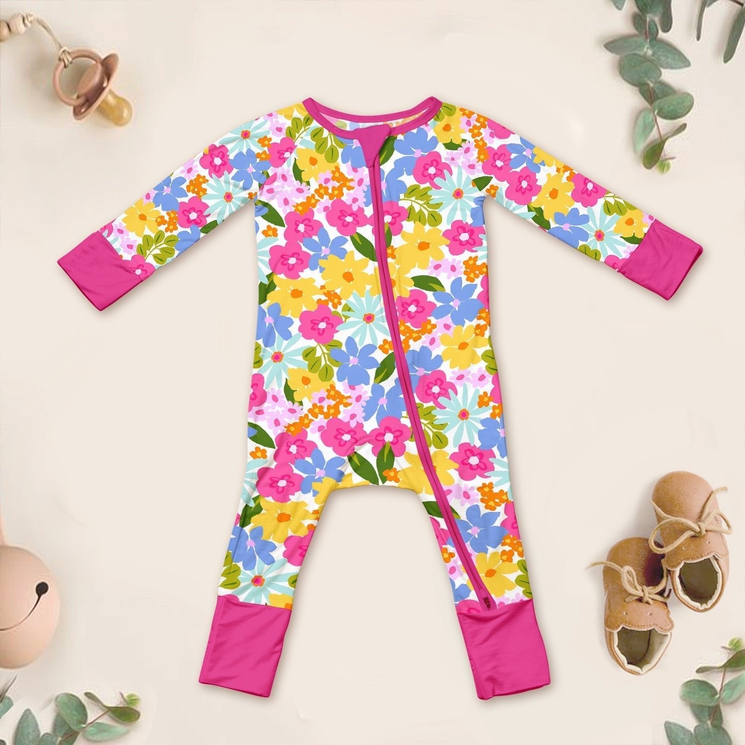 Summer Flowers Convertible Zippered Romper - StazzyBaby