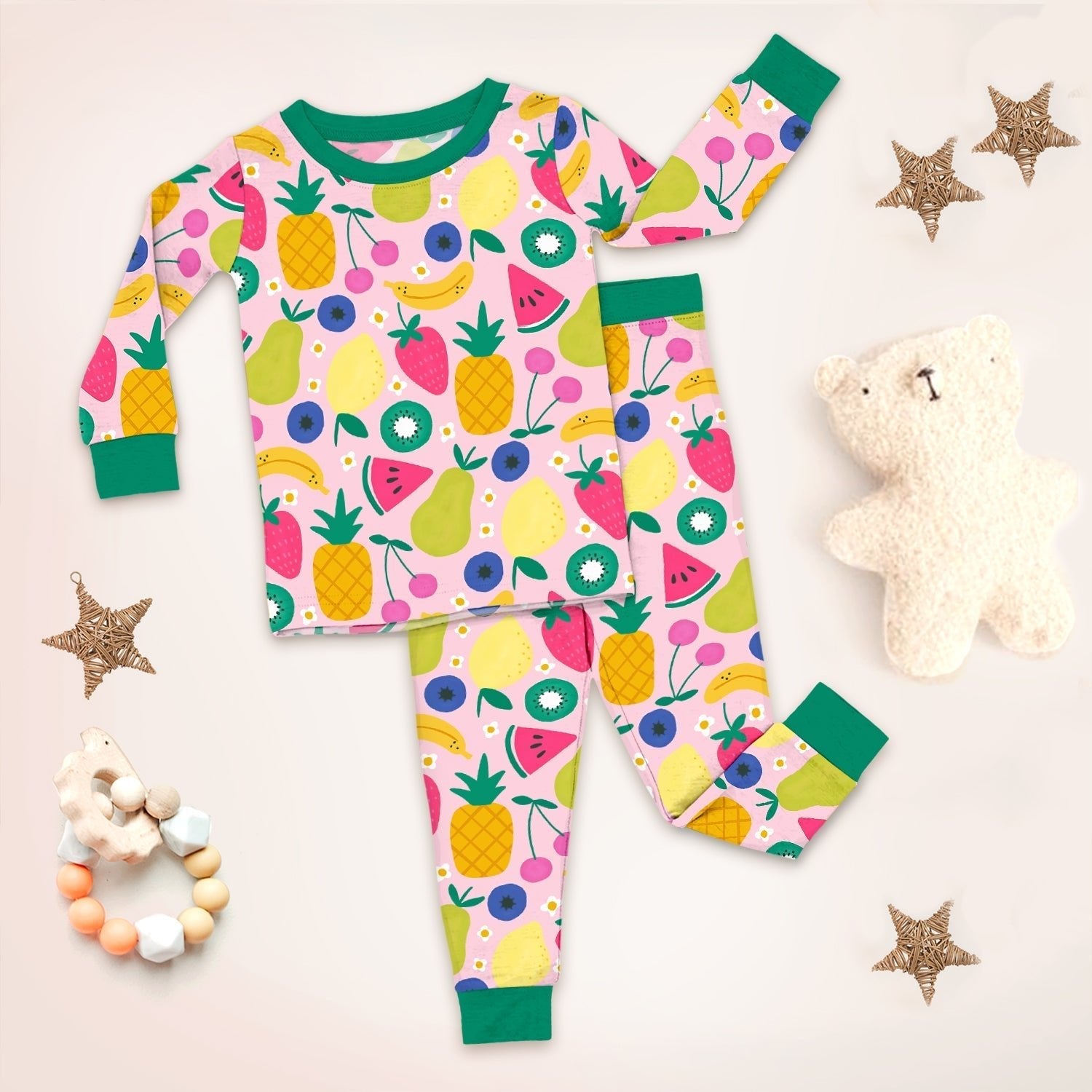 Summer Fruits Two Piece Long Sleeve Pajama Set - StazzyBaby