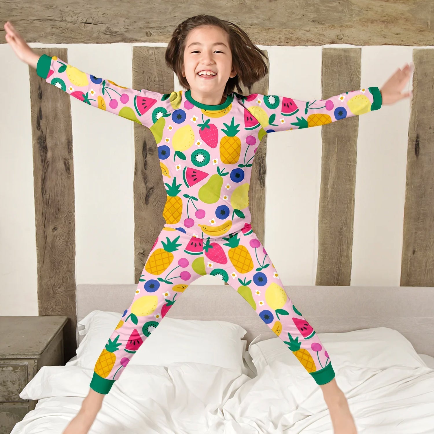 Summer Fruits Two Piece Long Sleeve Pajama Set - StazzyBaby