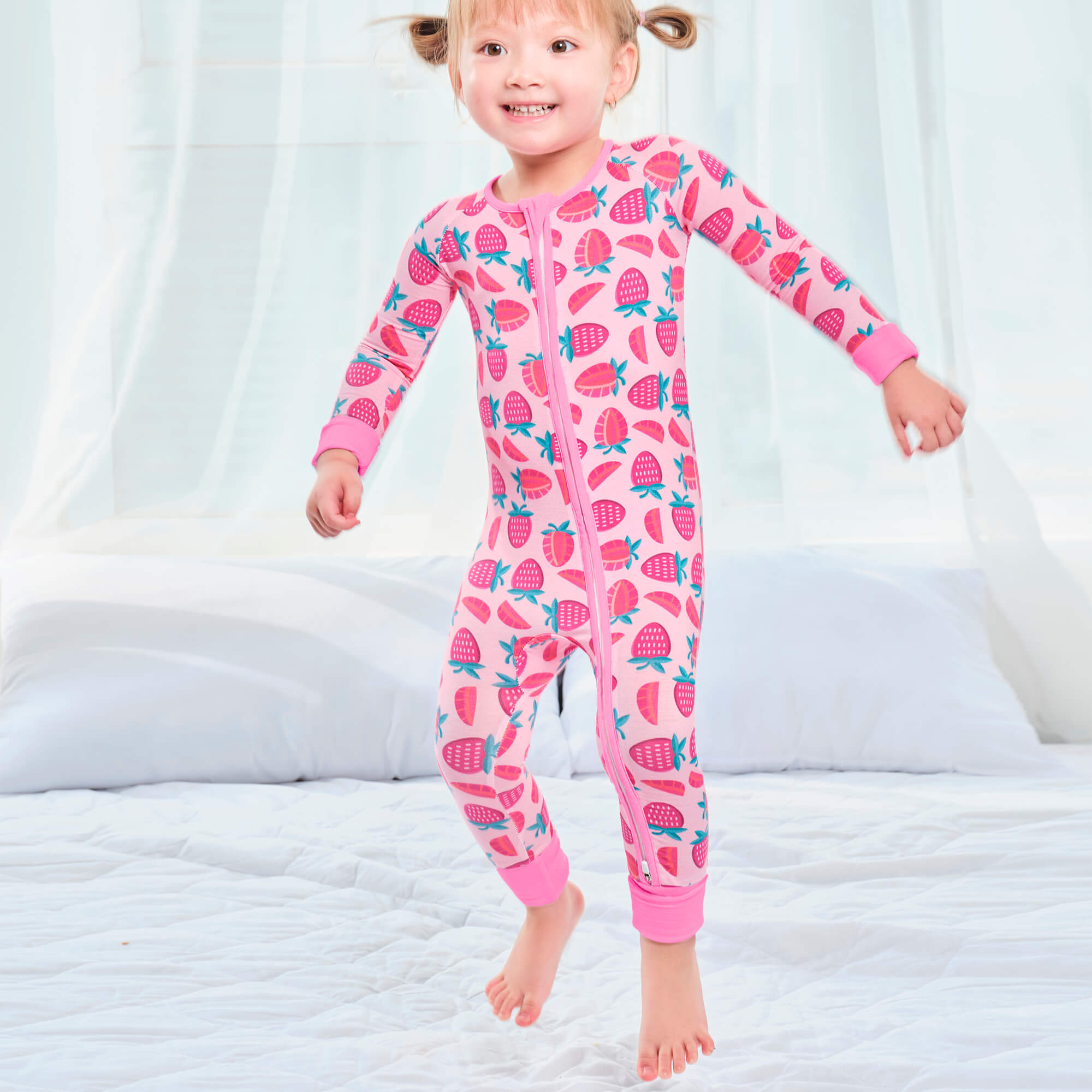 Sweet Strawberries Convertible Zippered Romper - StazzyBaby