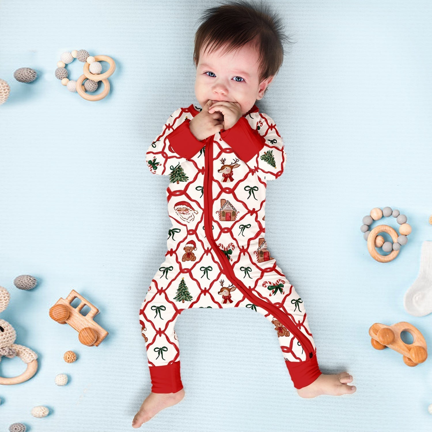 Vintage Christmas Convertible Zippered Romper - StazzyBaby