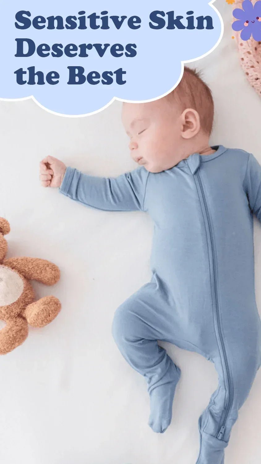 Zippered Footie Romper In Light Steel Blue - StazzyBaby