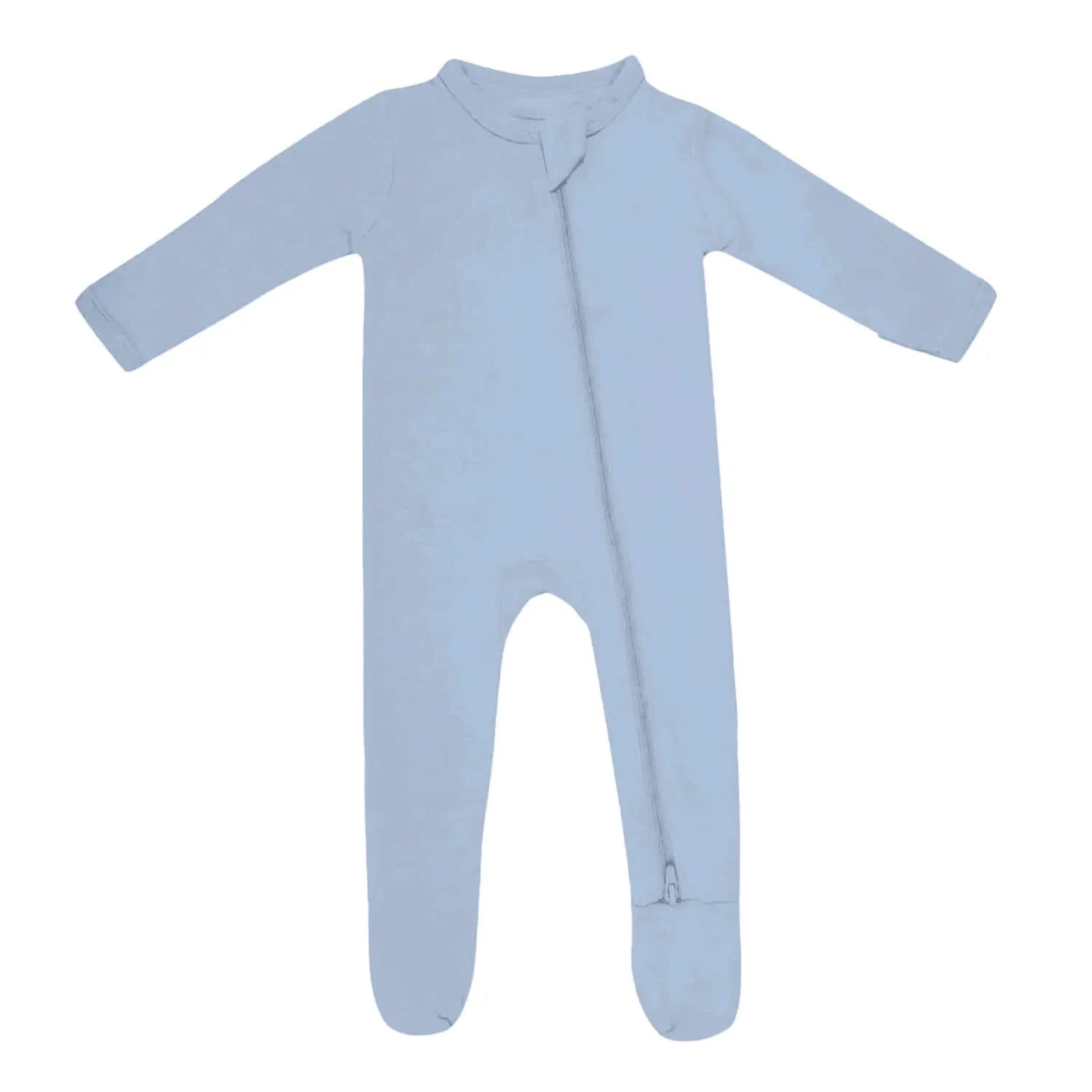 Zippered Footie Romper In Light Steel Blue - StazzyBaby