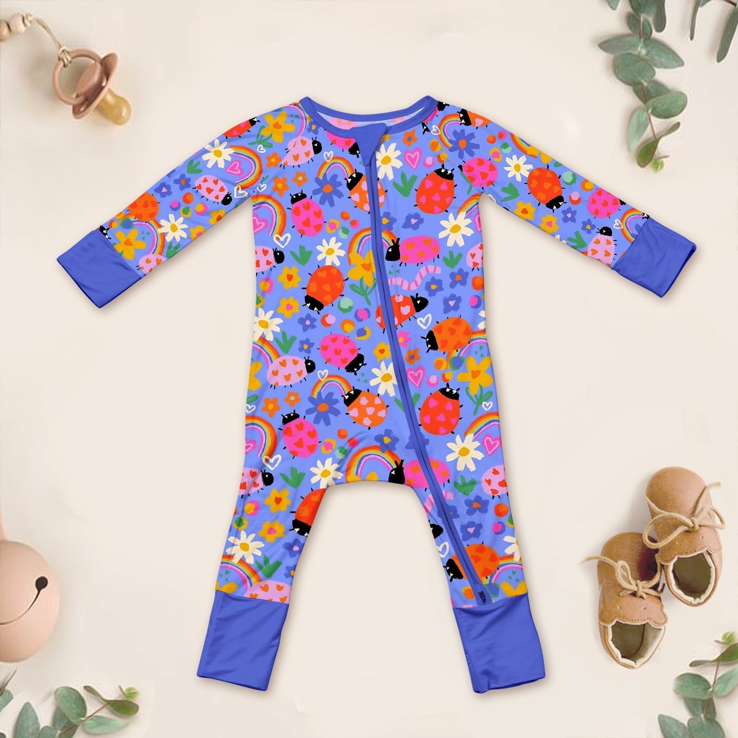 Lady Bugs Convertible Zippered Romper