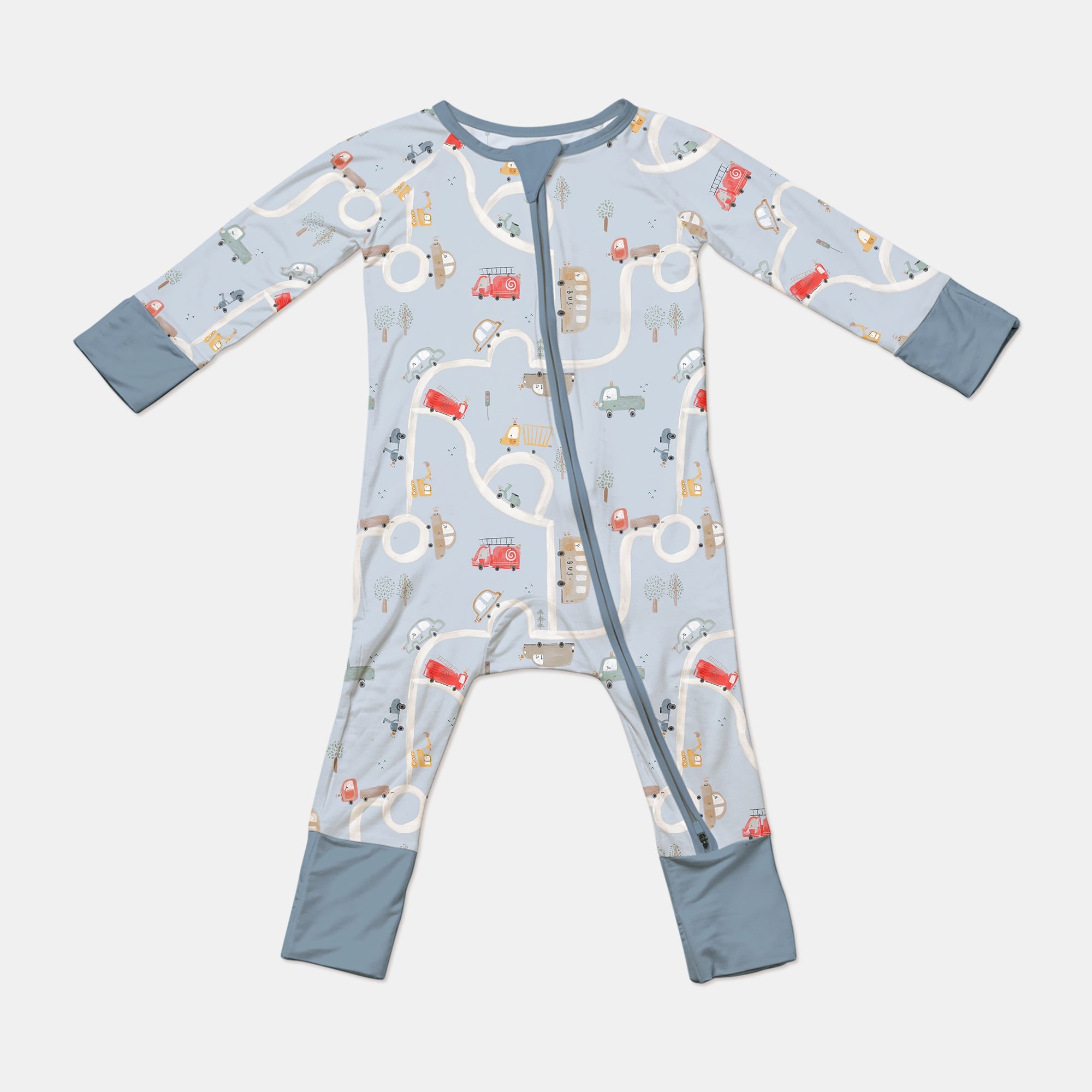 Car Route Map Convertible Zippered Romper