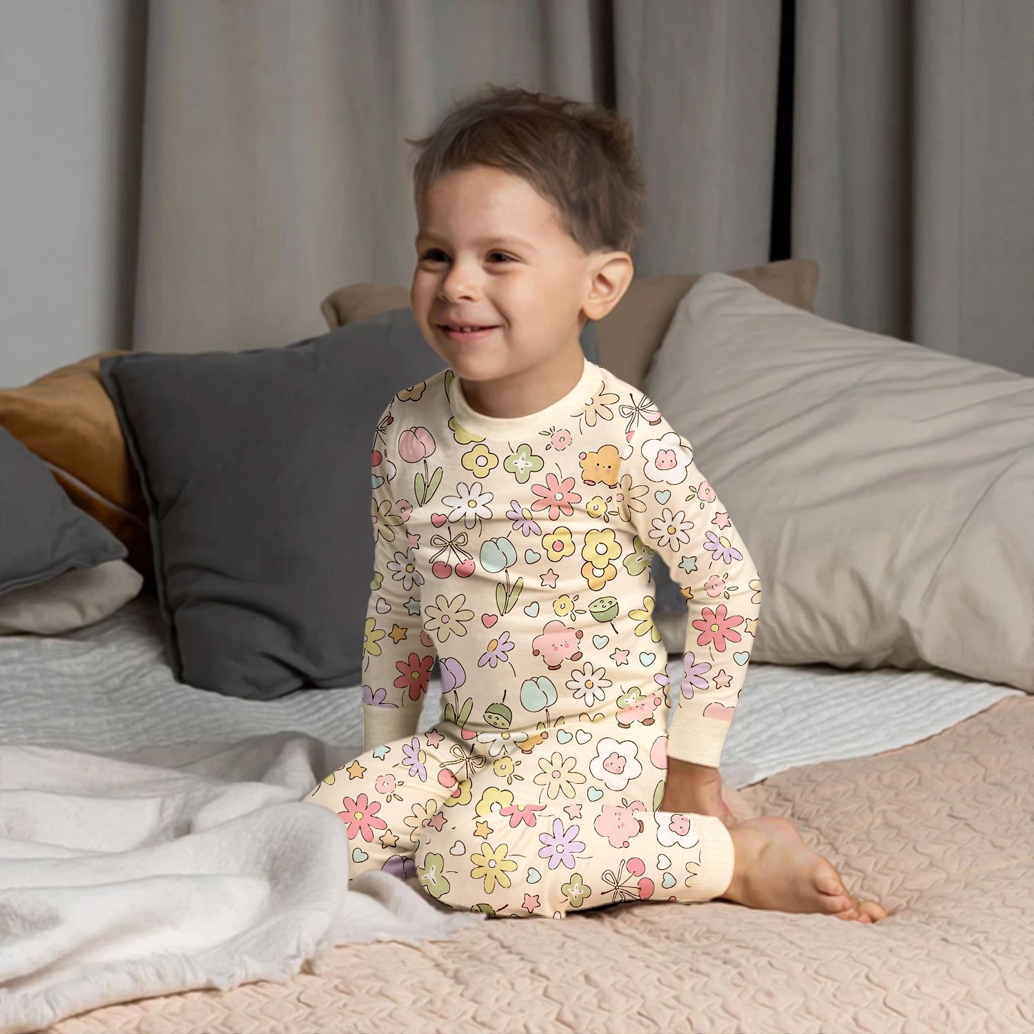 Whimsical Bloom Two Piece Long Sleeve Pajama Set