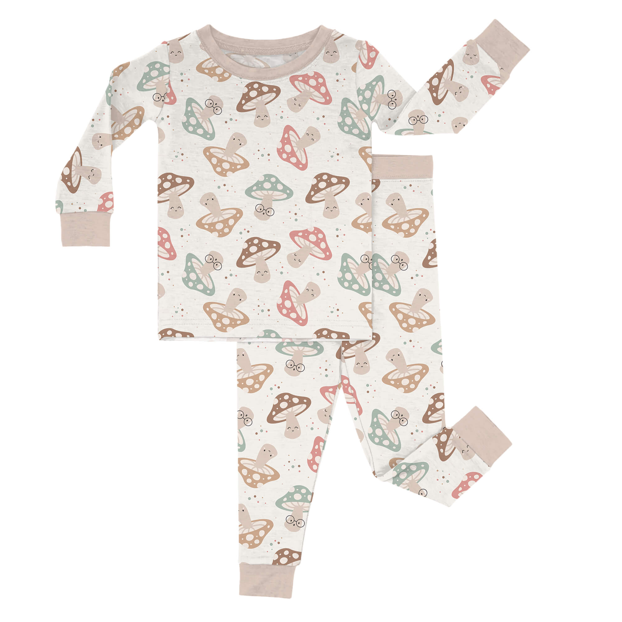 Brown Mushrooms Two Piece Pajama Set