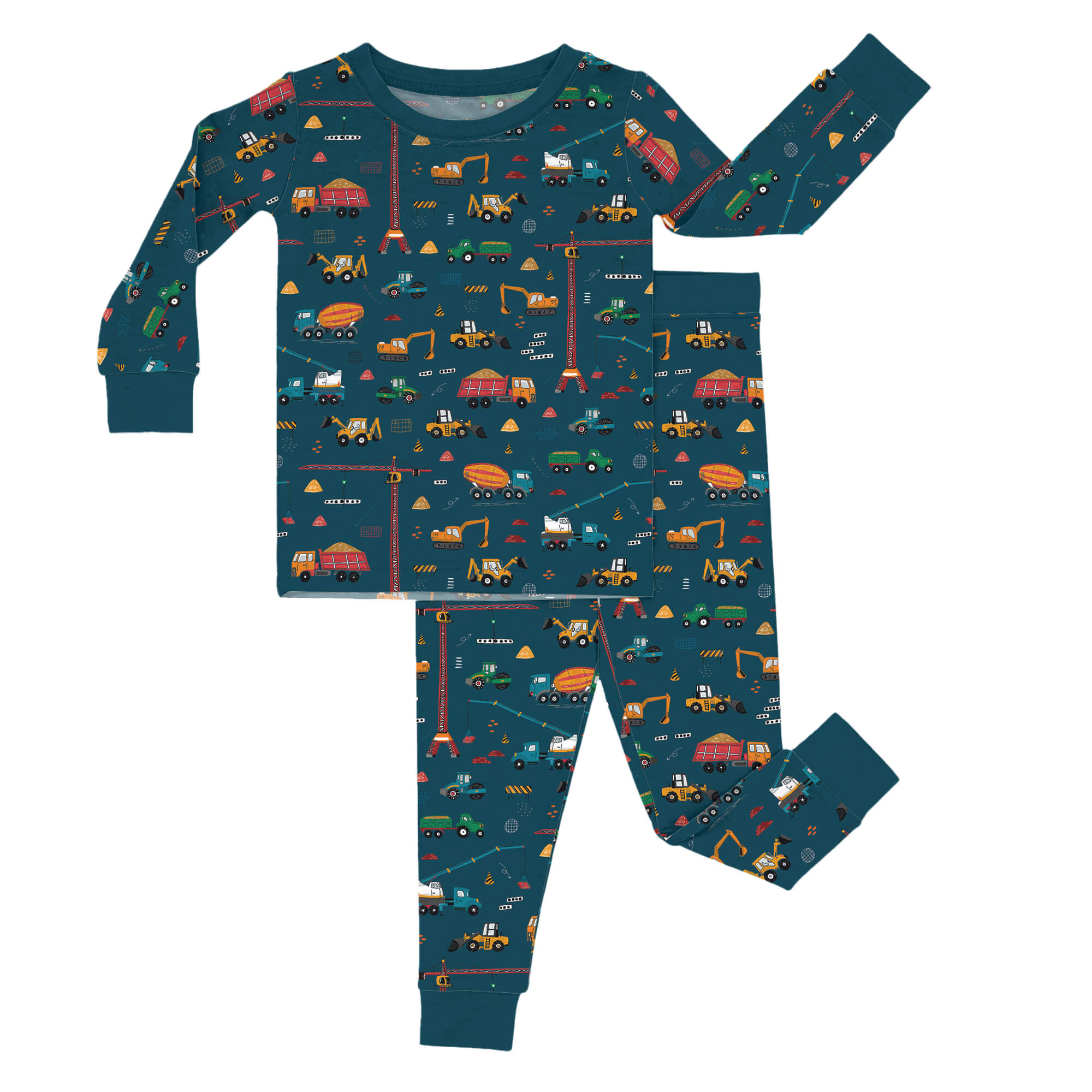 Dark Slate Gray Construction Two-Piece Pajama Set