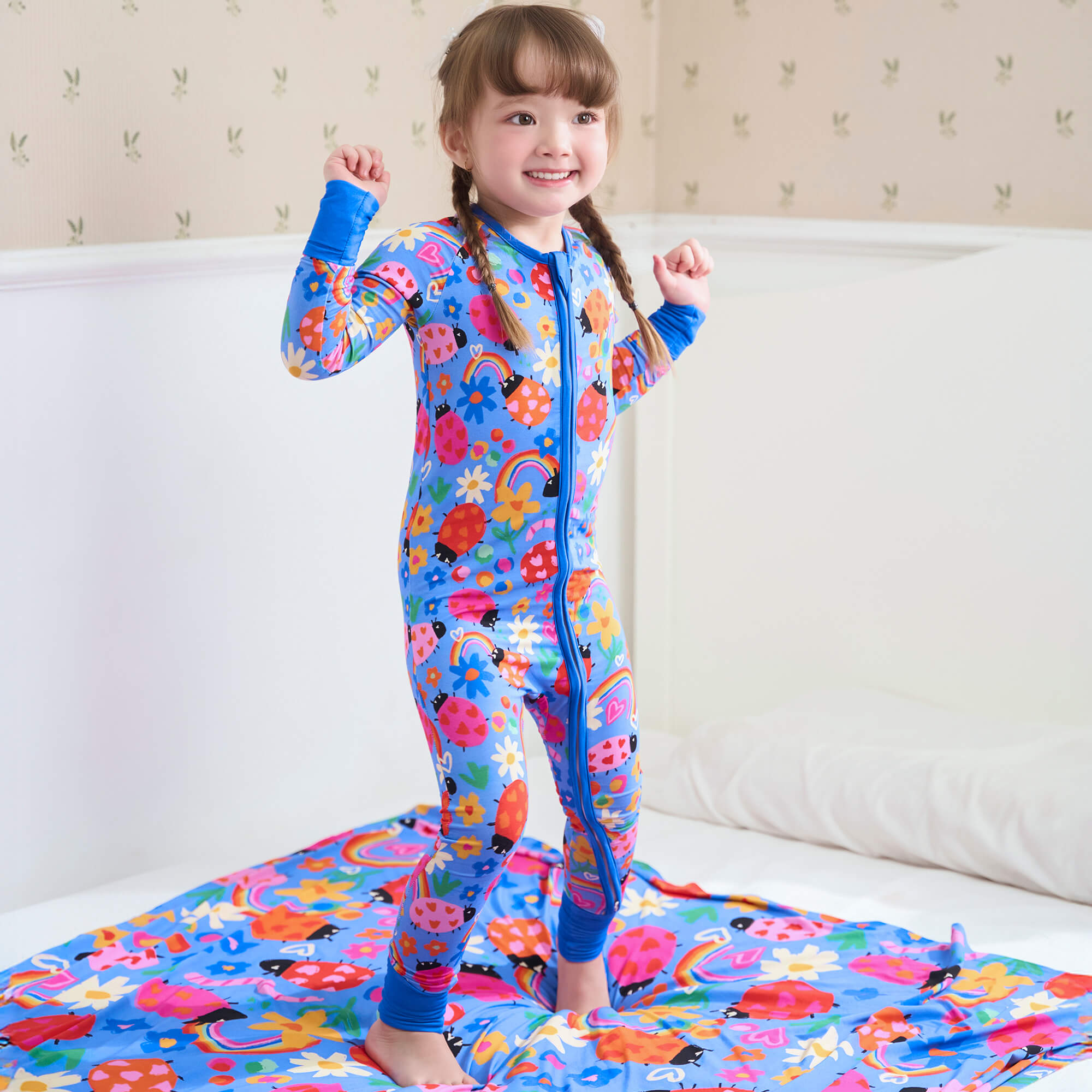 Lady Bugs Convertible Zippered Romper