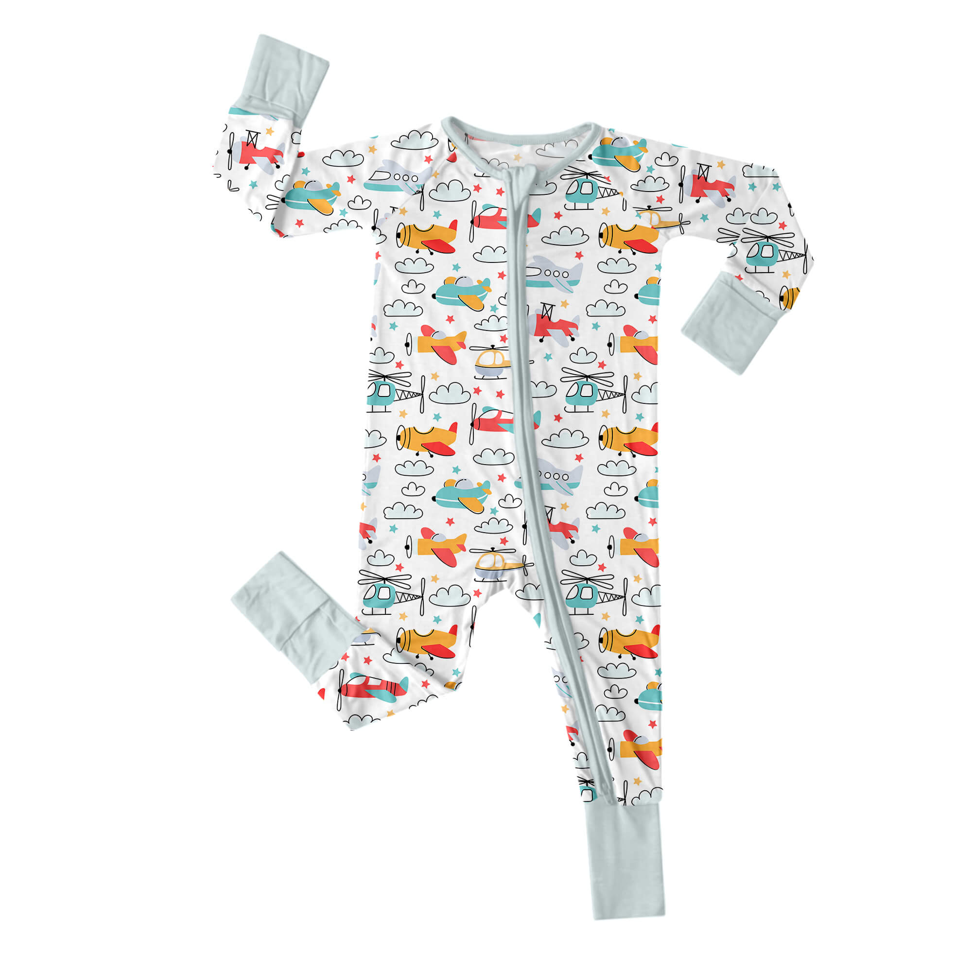 Airplanes and Helicopters Convertible Zippered Romper - StazzyBaby