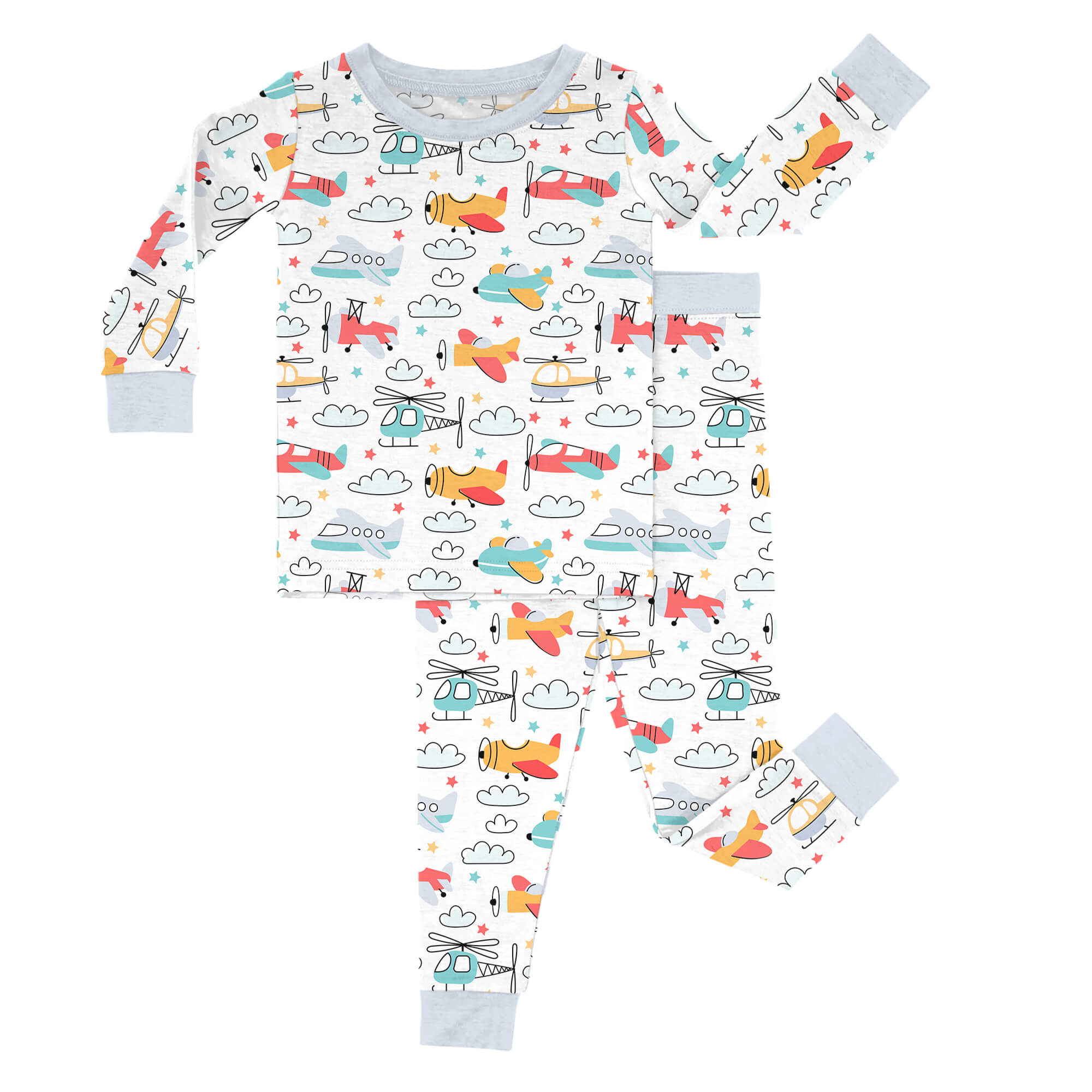 Airplanes And Helicopters Two Piece Pajama Set - StazzyBaby