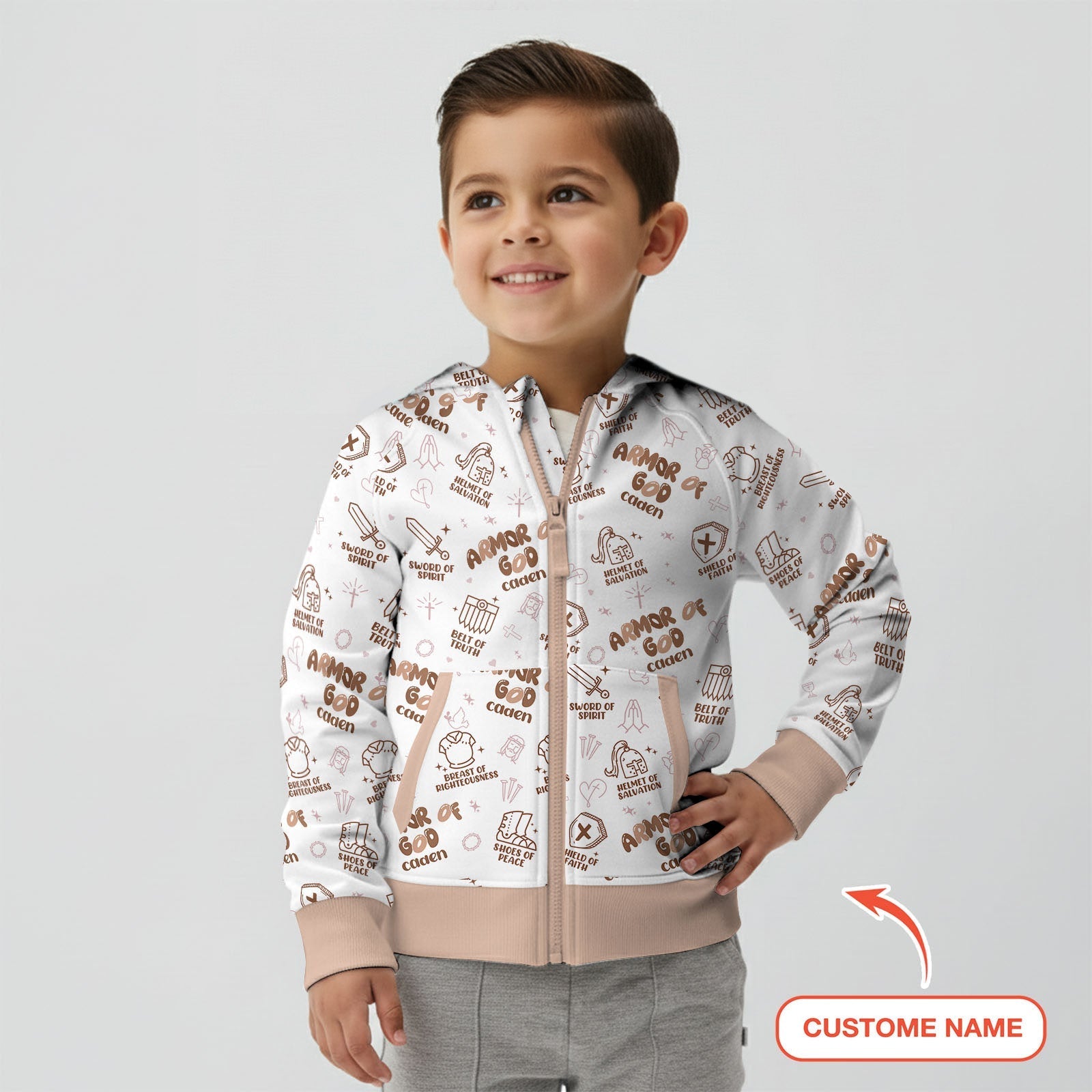 Armor of God Custom Name Zip Hoodie - StazzyBaby